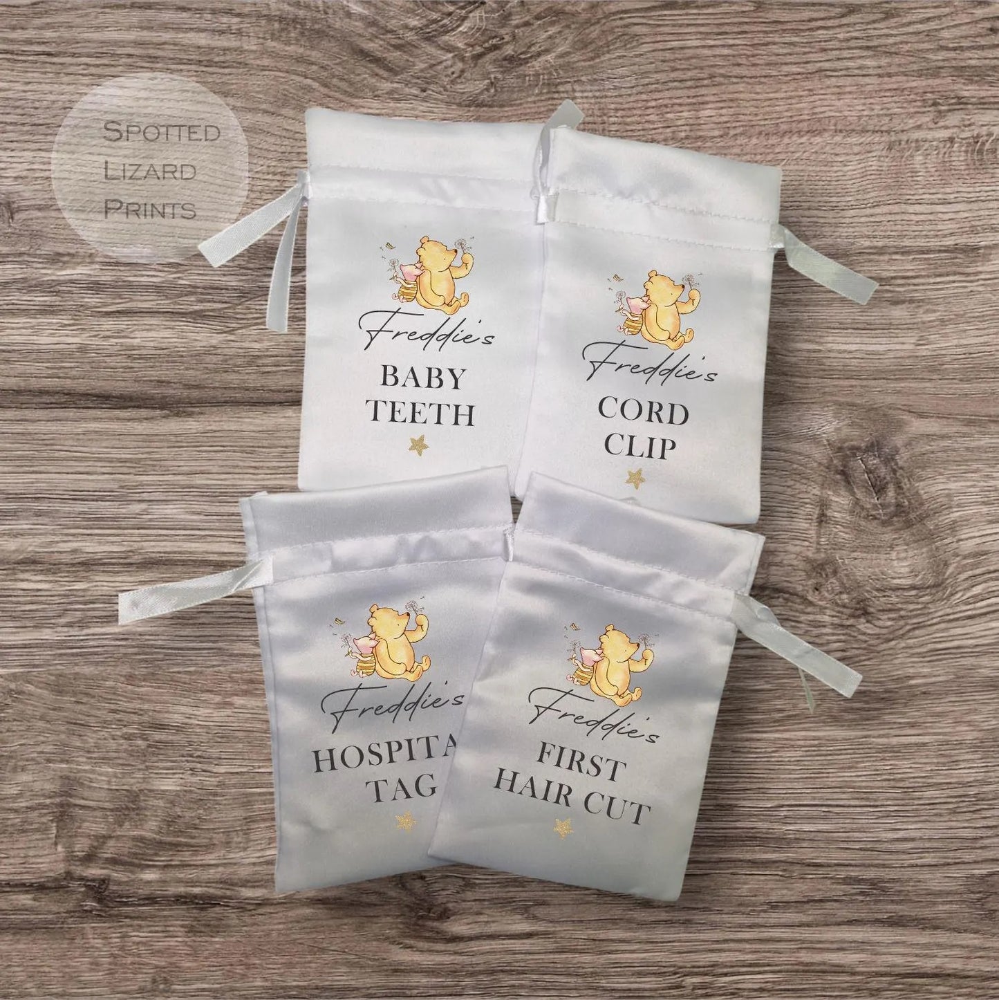 Baby hospital tag keepsake bag.