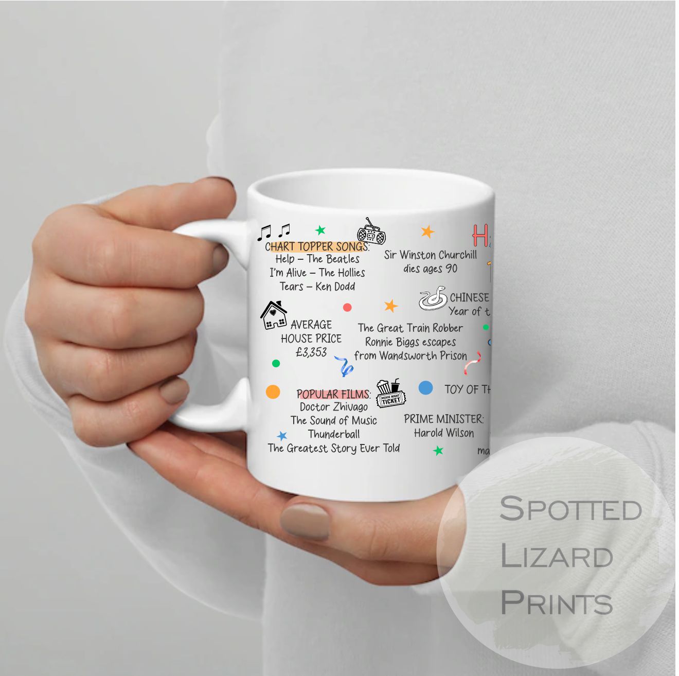 60th Birthday Mug – Born in 1965 Facts – Back in 1965 – Unique Gift for 60th Birthday – 60 Keepsake Mug for Him, Her, Friend, Son, Daughter
