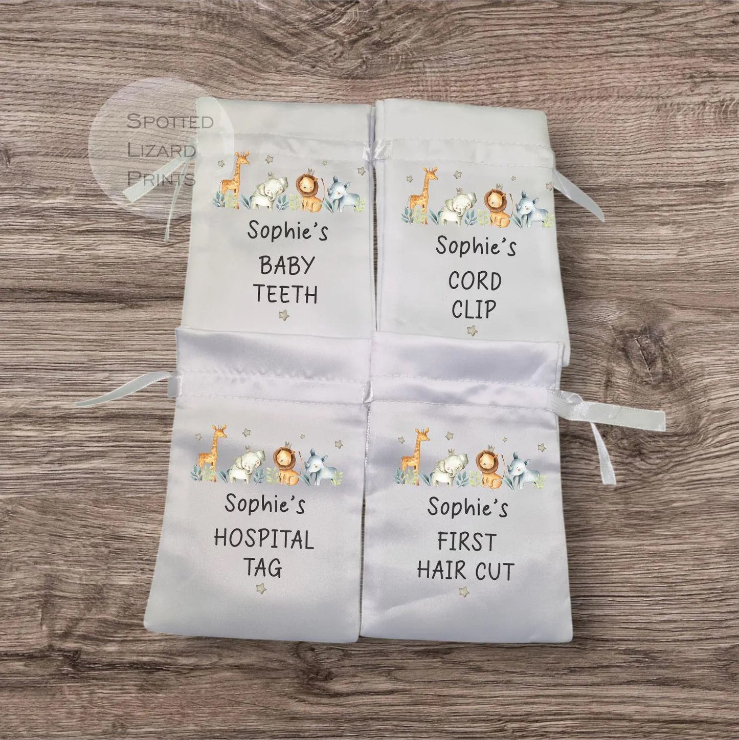 Baby hospital tag keepsake bag.