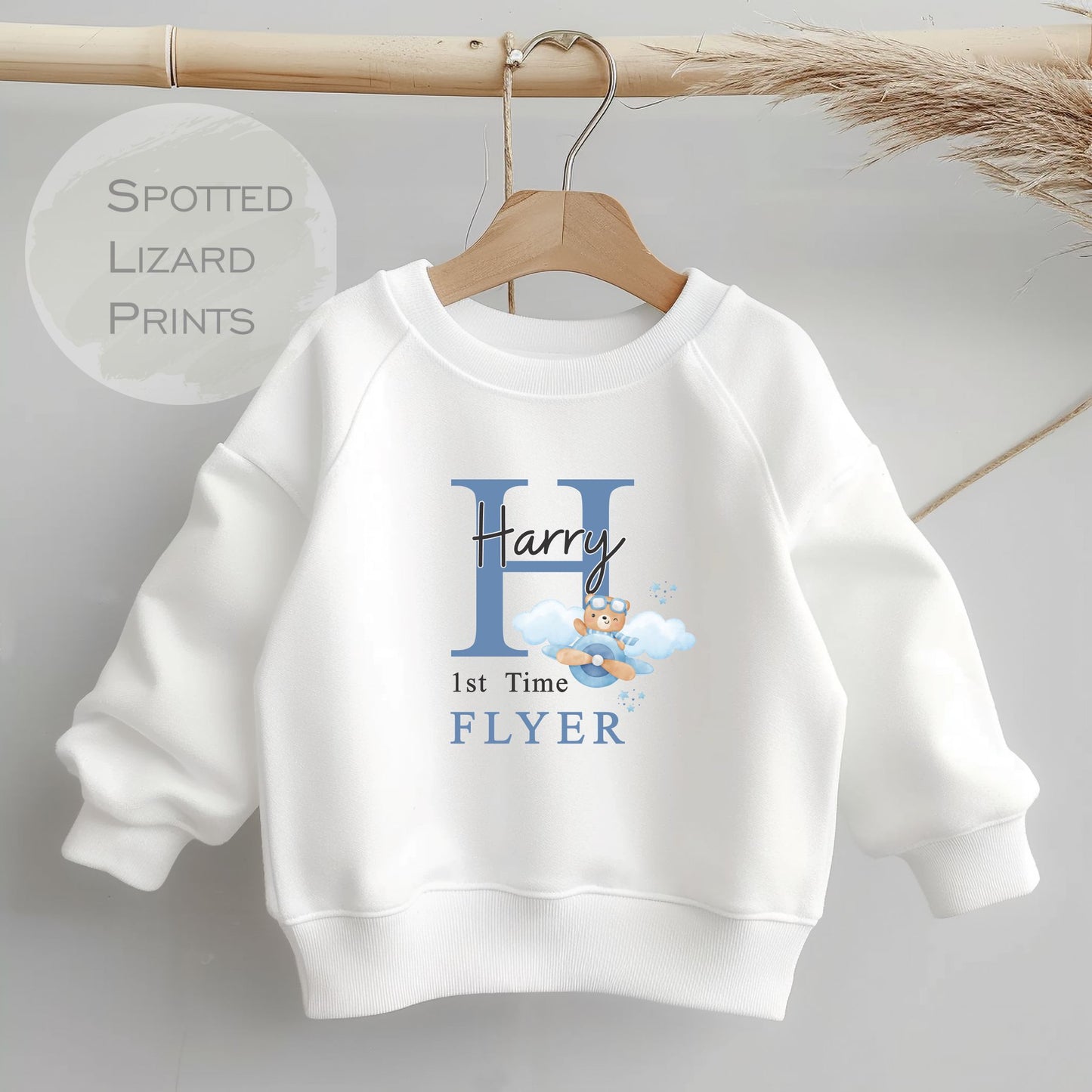 My first flight. Personalised clothing for a first time flyer.