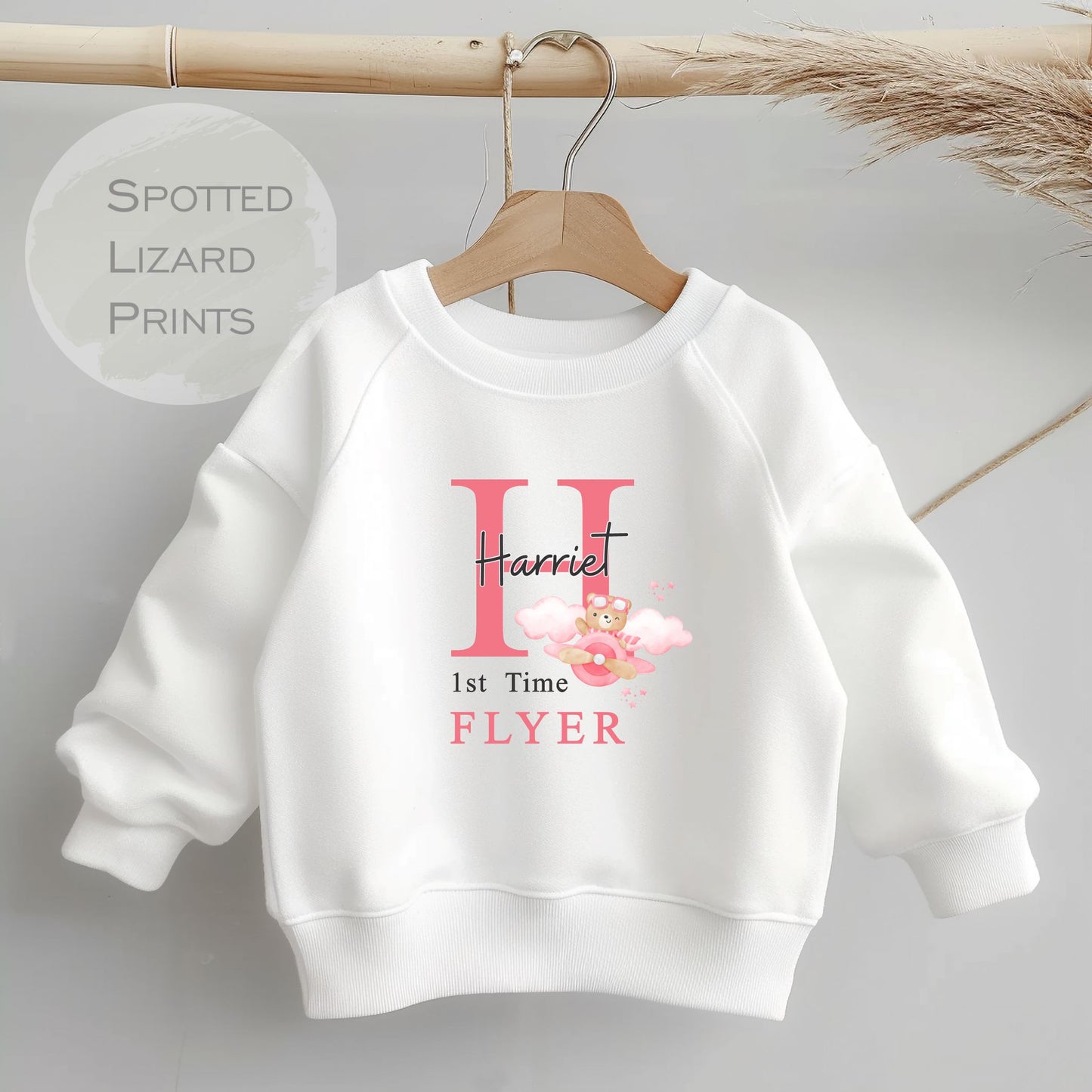 My first flight. Personalised clothing for a first time flyer.