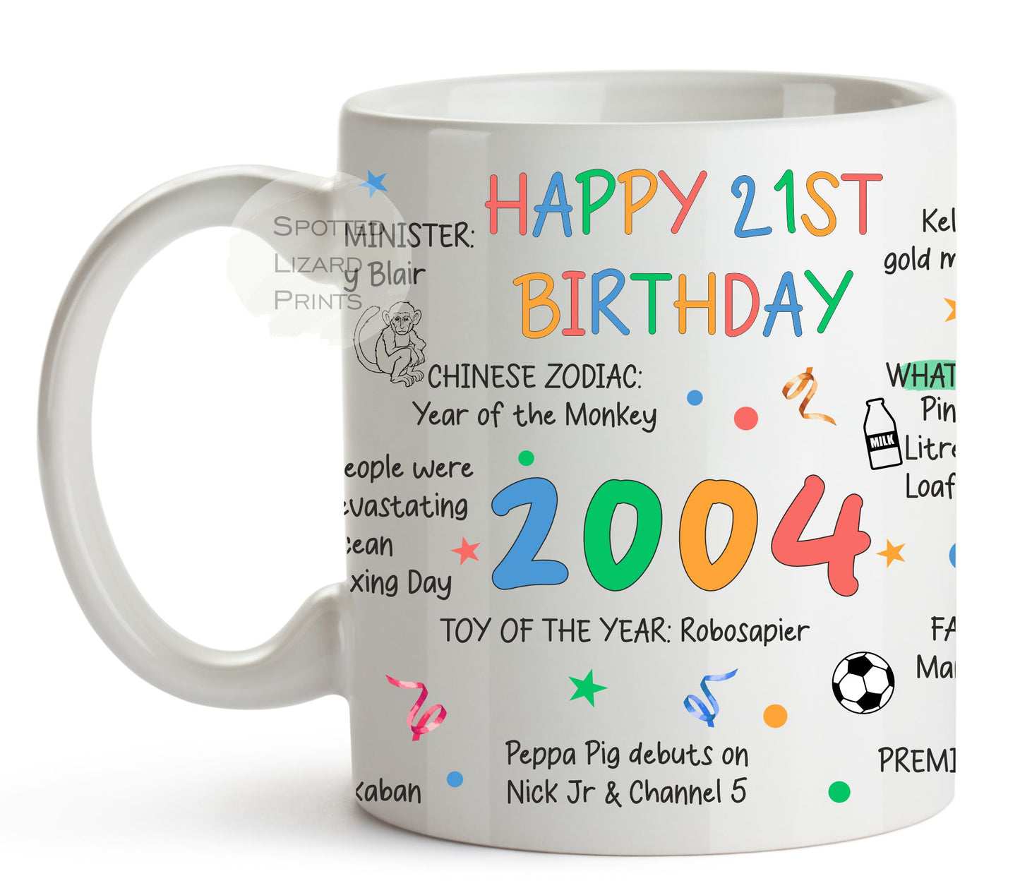21st Birthday Mug – Born in 2004 Facts – Back in 2004 – Unique Gift for 21st Birthday – 21 Keepsake Mug for Him, Her, Friend, Son, Daughter