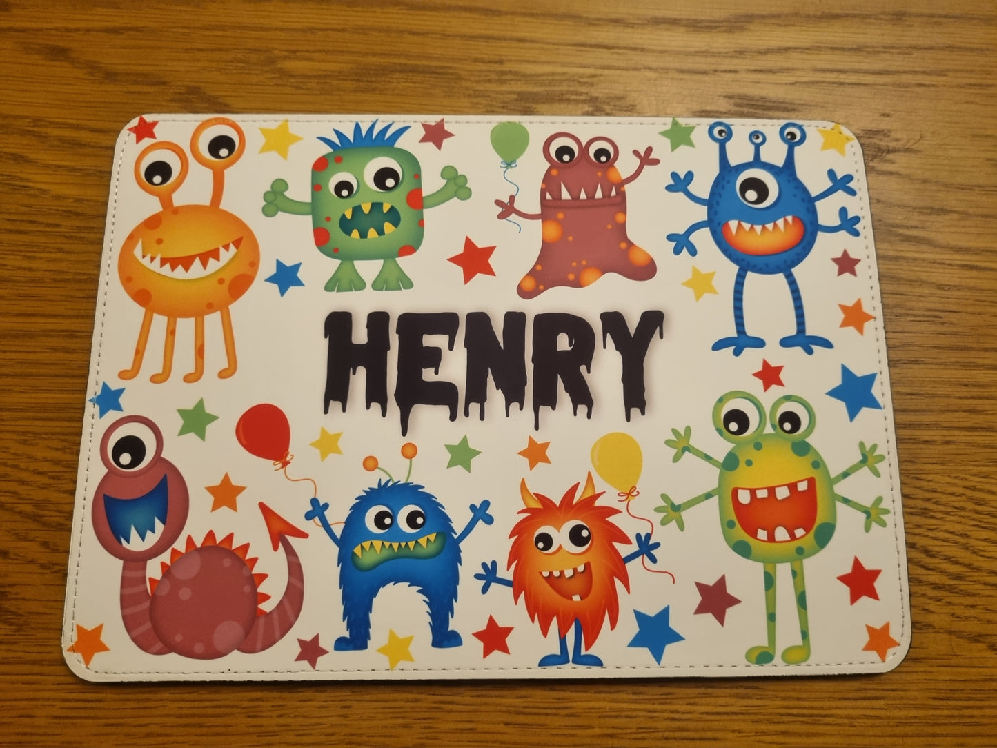 Personalised Monster Placemat and Coaster Set, Kid's Dinner Set, Monster gift, Children's Birthday Gift, Monster Placemat
