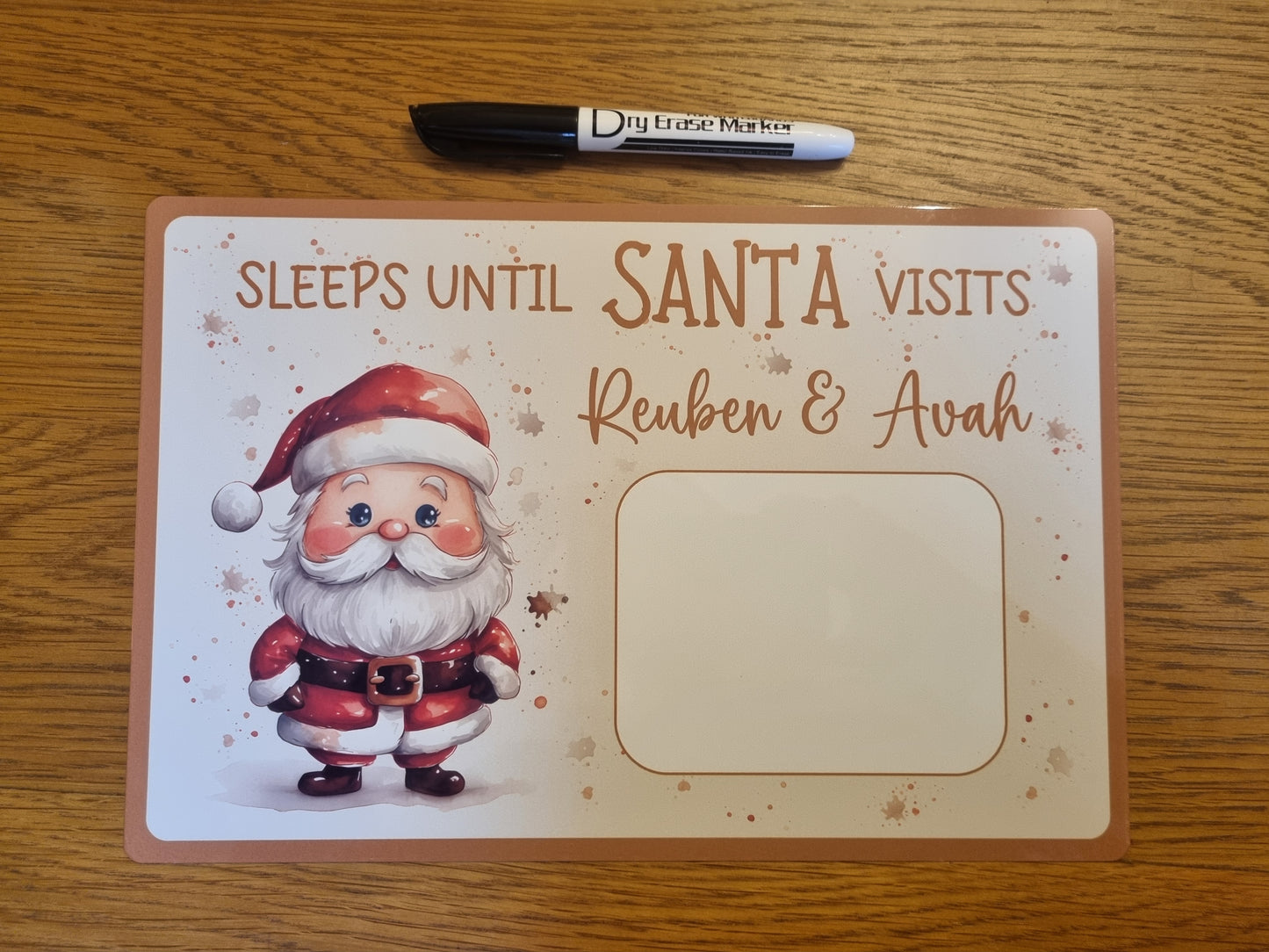 Personalised sleeps until santa comes countdown aluminium sign.