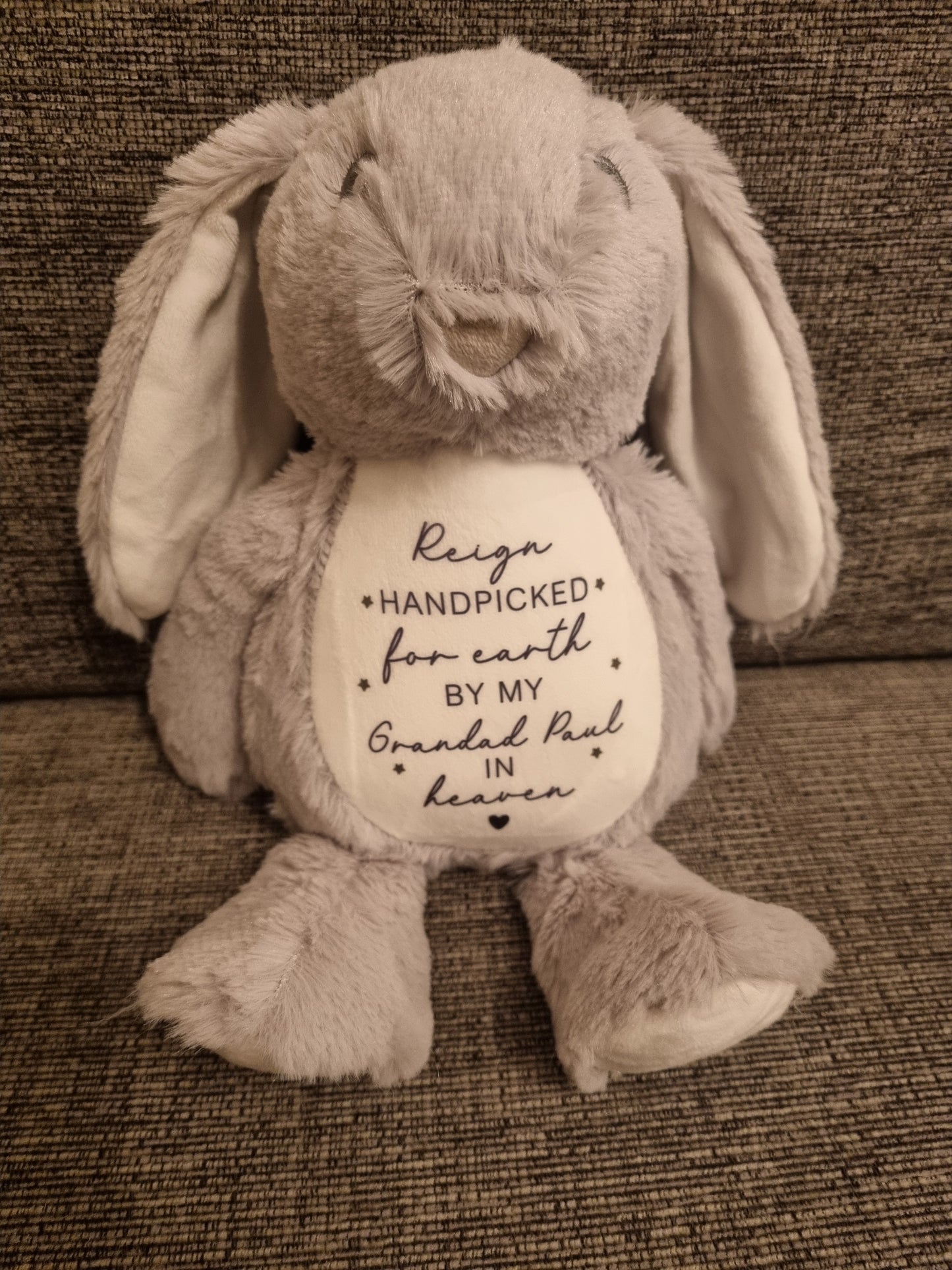 Personalised handpicked for earth by nanny in heaven teddy, Handpicked for earth by grandad in heaven teddy, handpicked for earth teddy