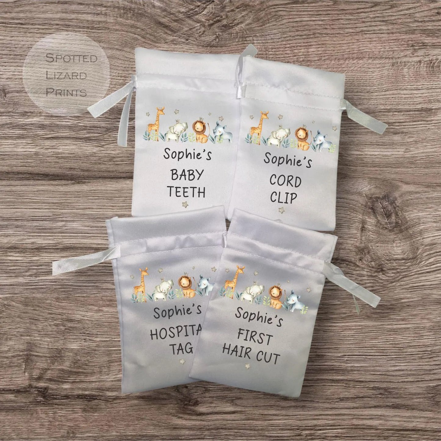 Baby hospital tag keepsake bag.