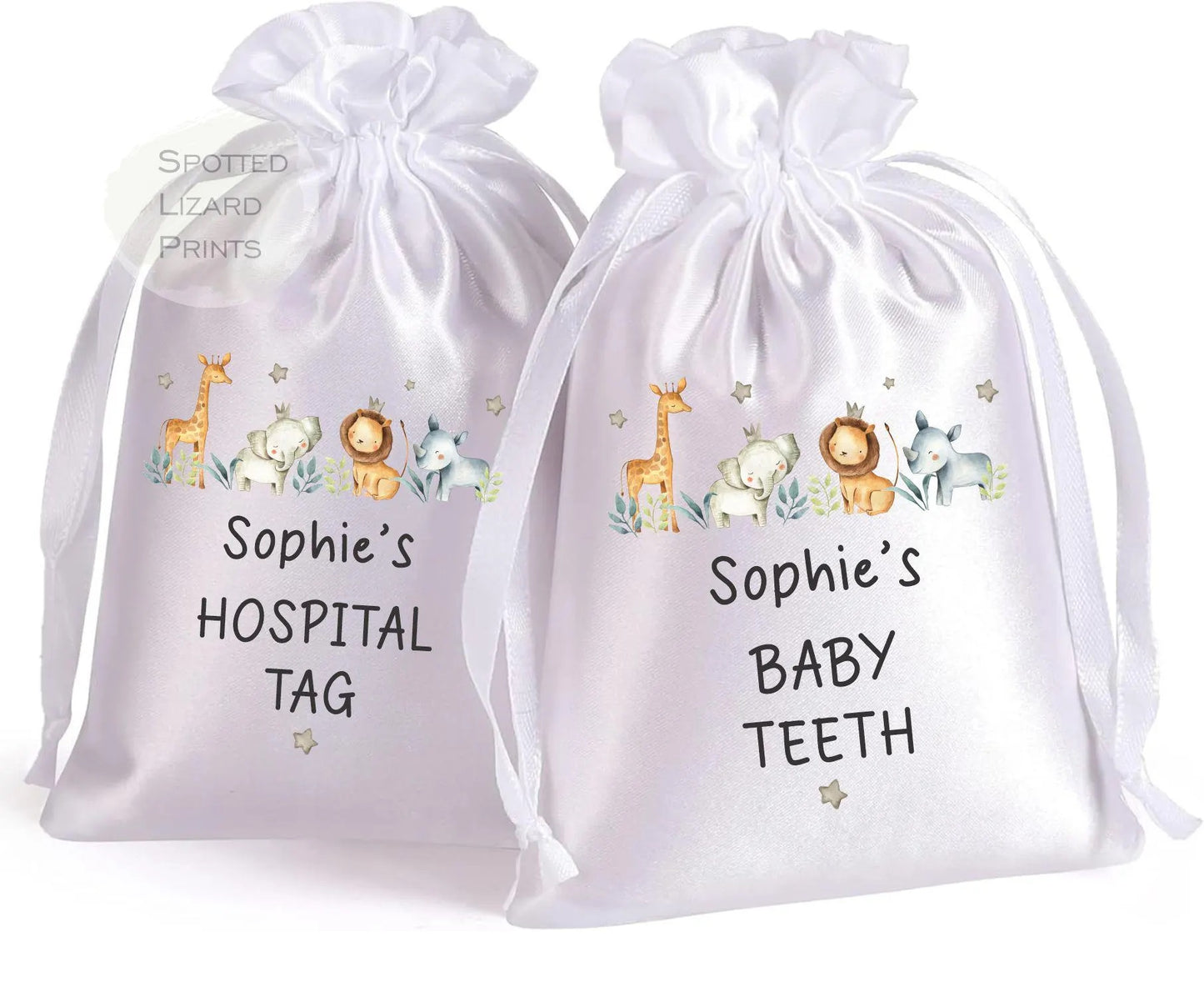 Baby hospital tag keepsake bag.