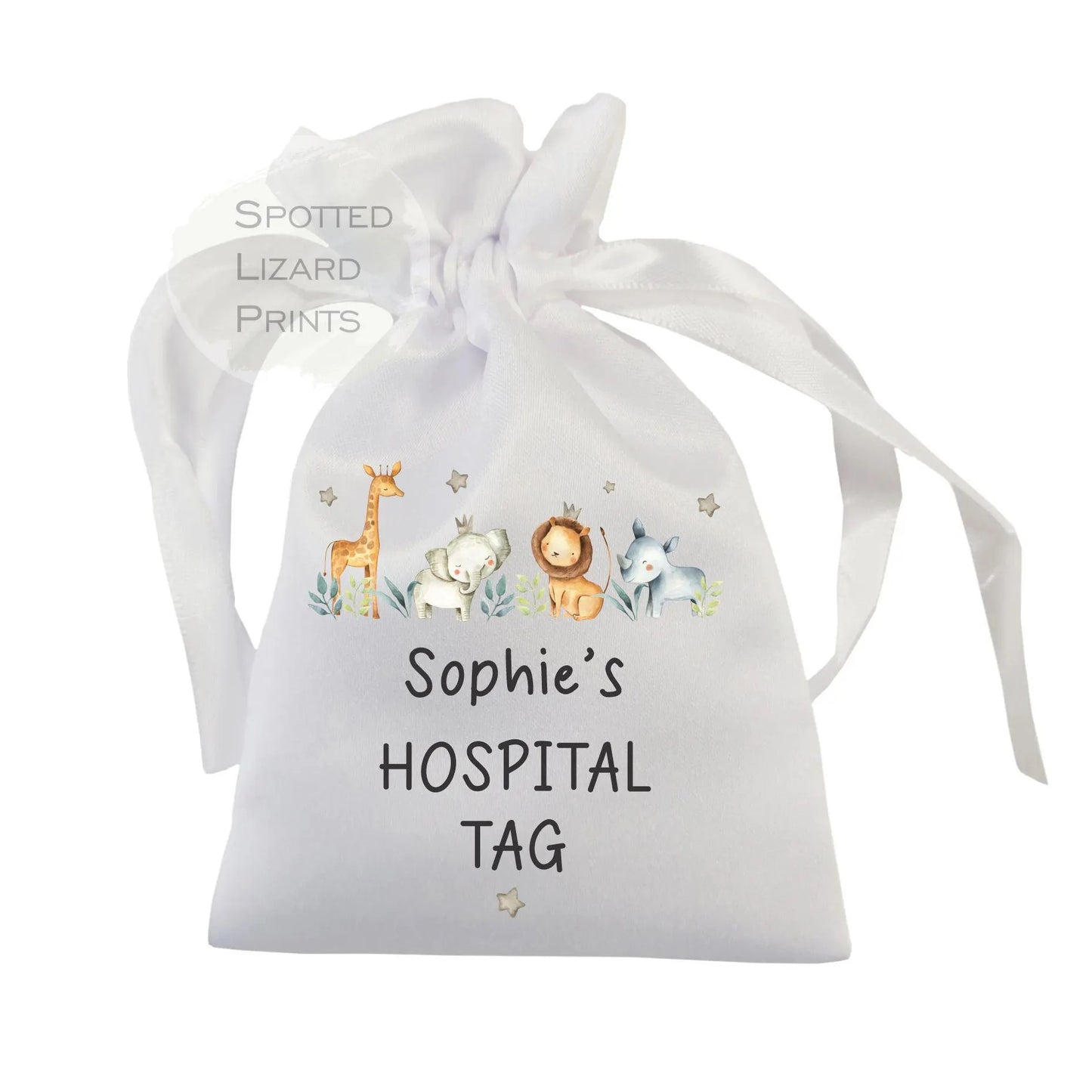 Baby hospital tag keepsake bag.