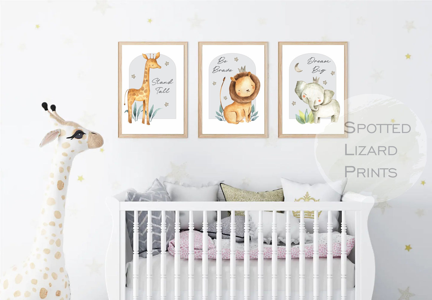 Nursery wall prints. Personalised new Baby Gift. Animal wall art.