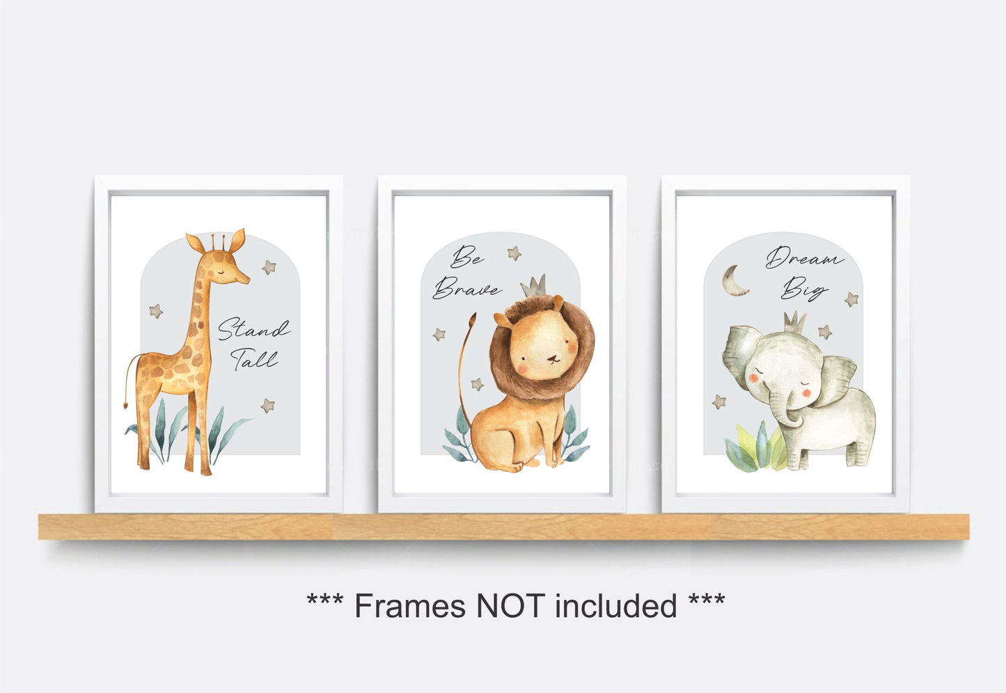 Nursery wall prints. Personalised new Baby Gift. Animal wall art.