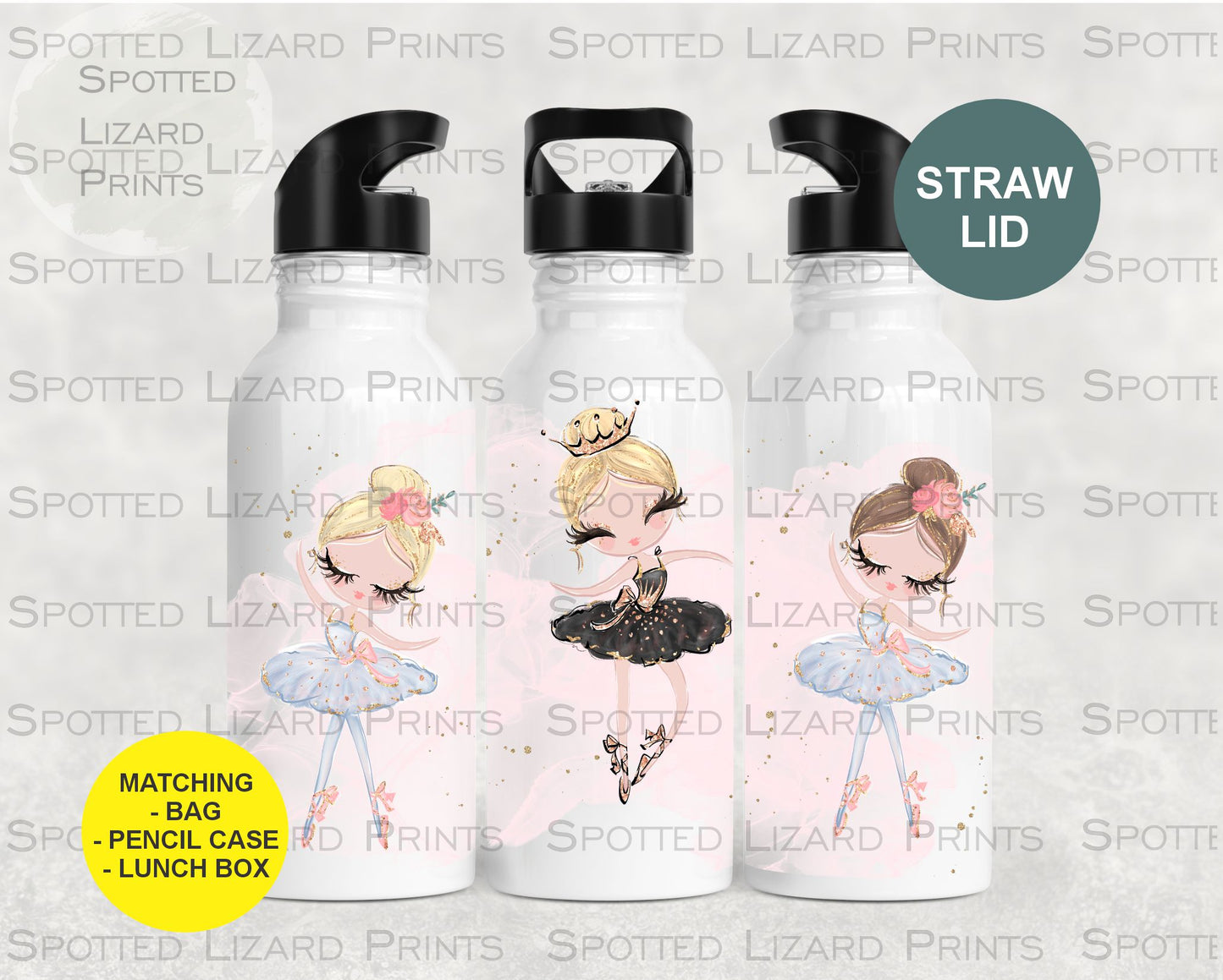 Personalised Girls Water Bottle - Ballerina Water Bottle - School Girl Water Bottle - Nursery Water Bottle - Personalised Water Bottle Kids