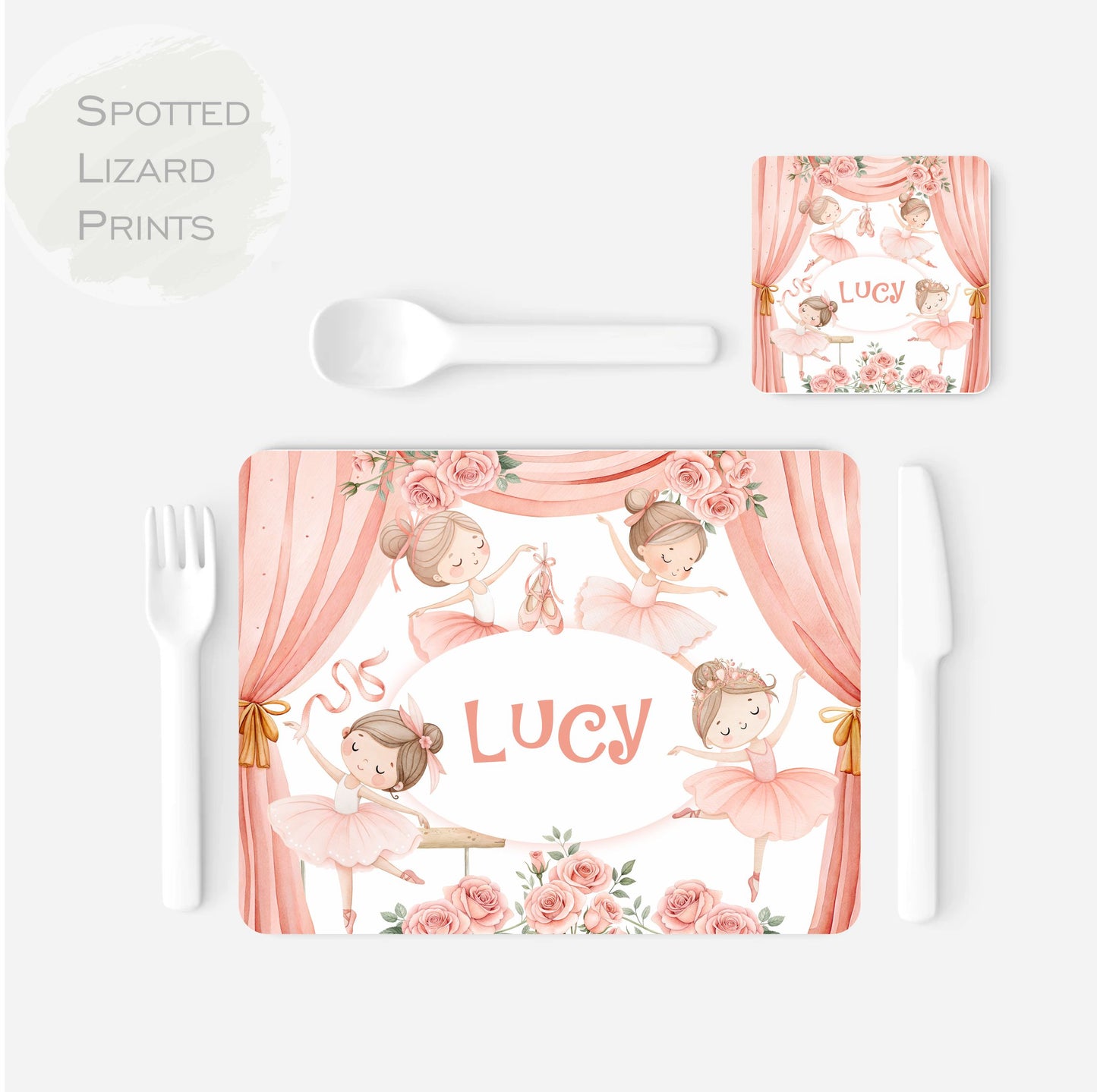 Personalised Ballerina children's Placemat and coaster set