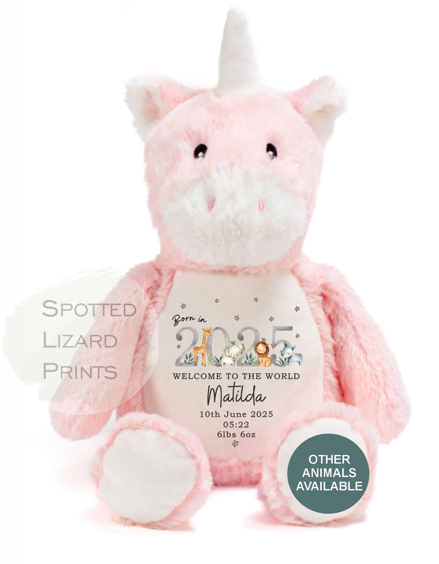 Personalised Born in 2025 Soft Toy Name, Welcome to the World - Baby Shower - Baby Gift - Baby Girl Baby Boy - personalised baby gift