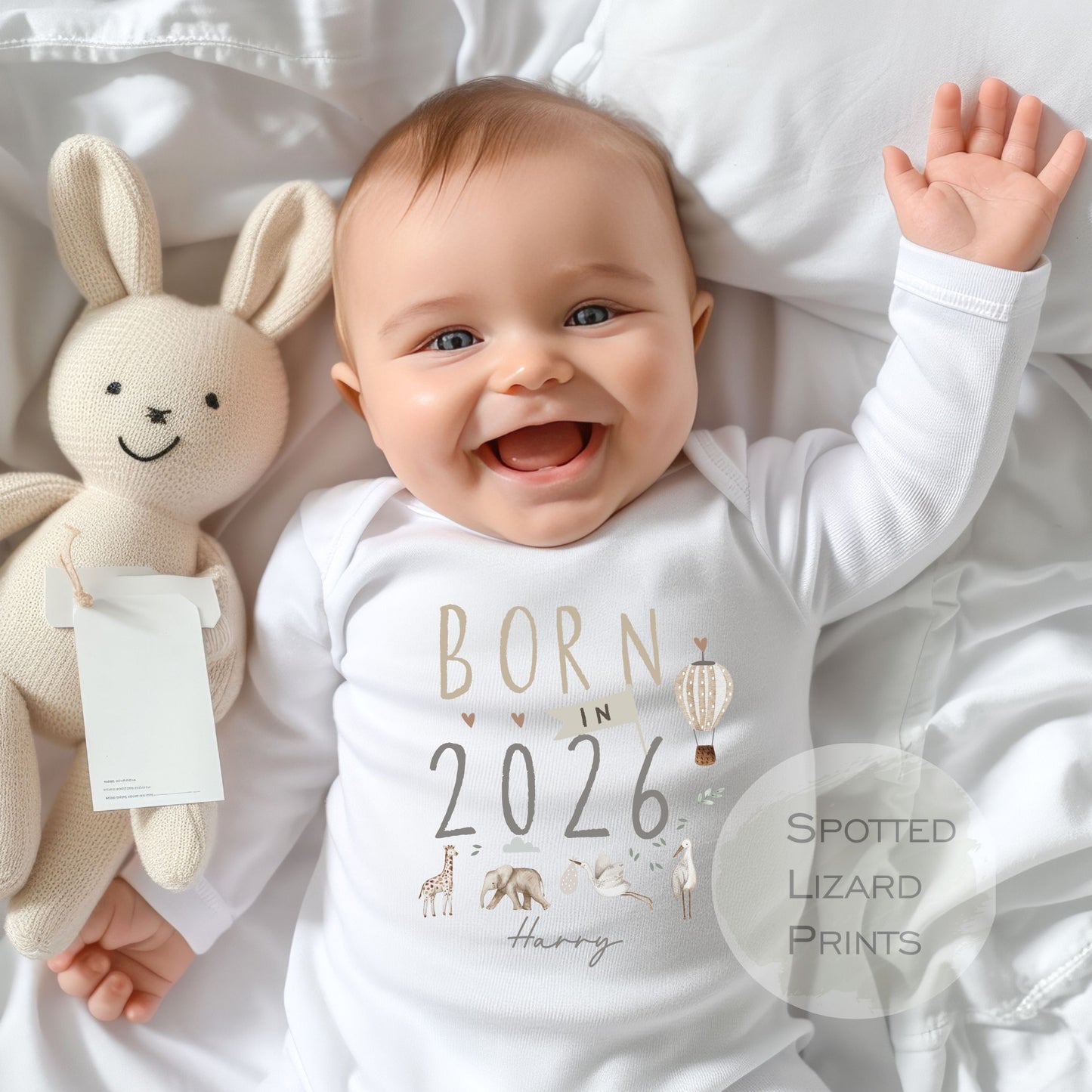 personalised born in 2026 sleepsuit