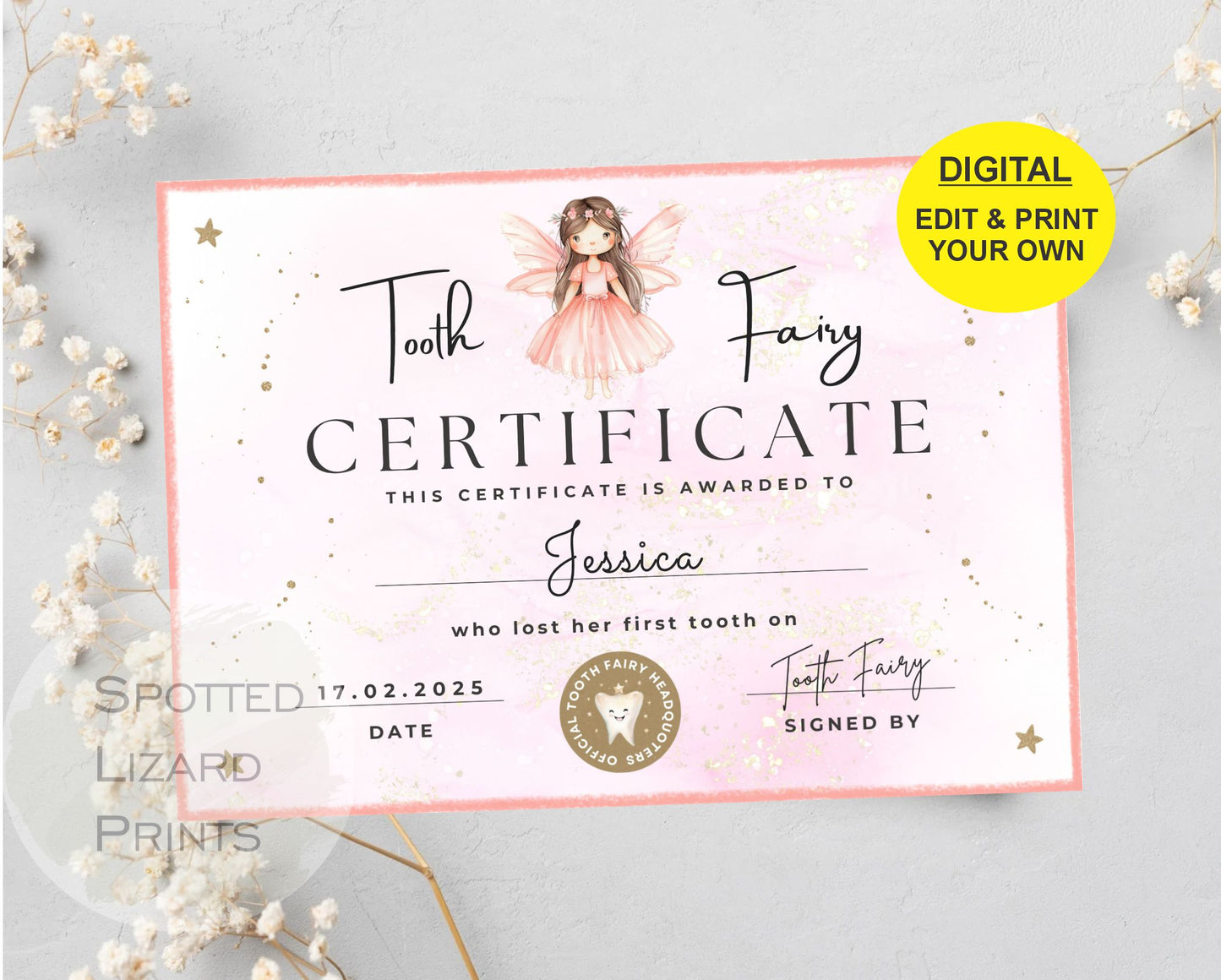 Tooth Fairy certificate
