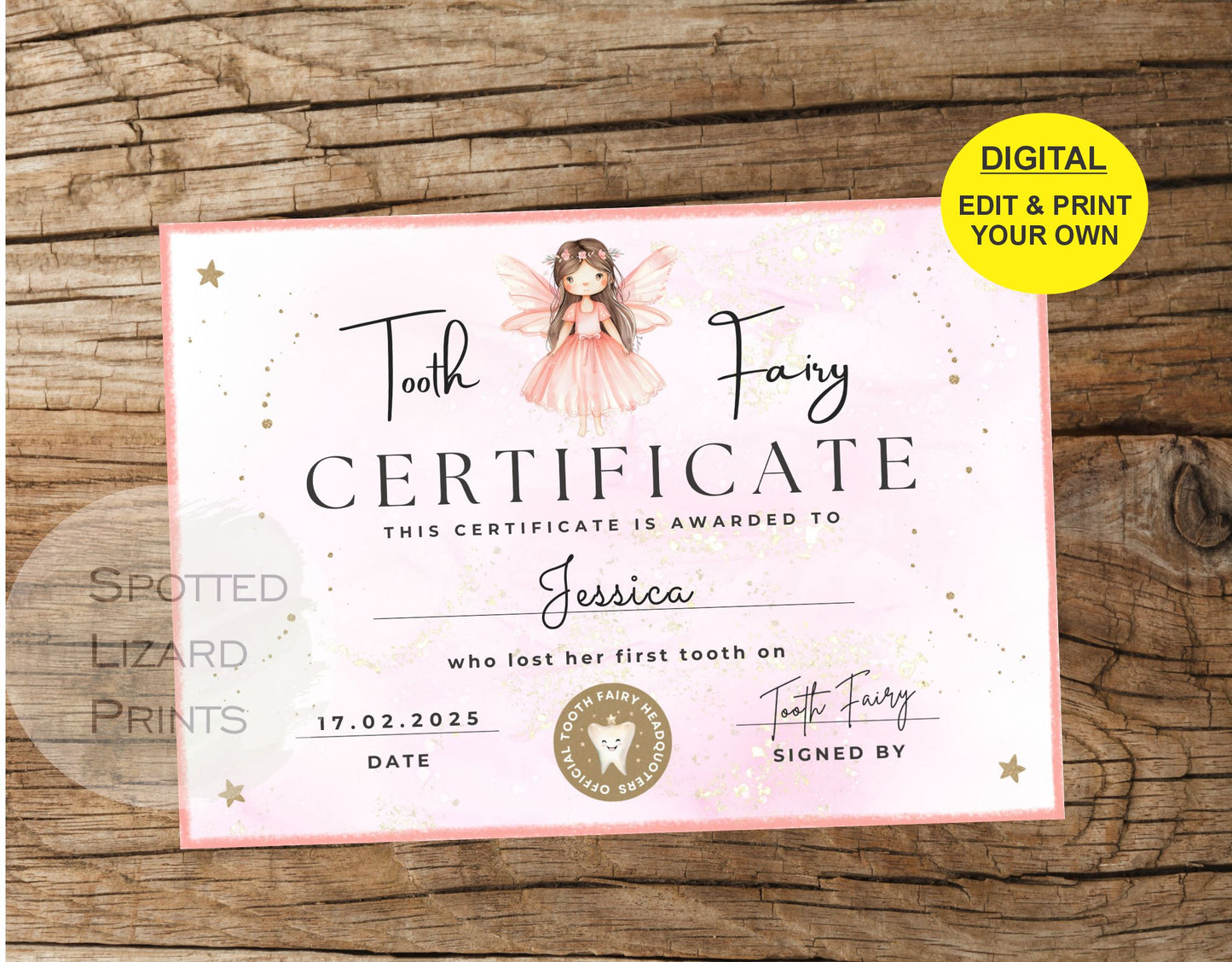 Tooth fairy certificate download