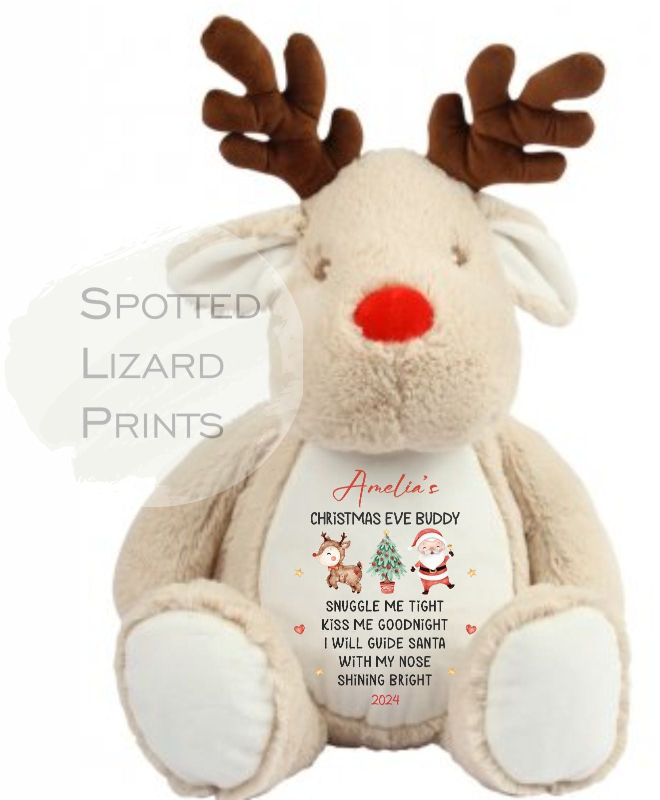 Personalised soft Toy Reindeer. Personalised Christmas Gift