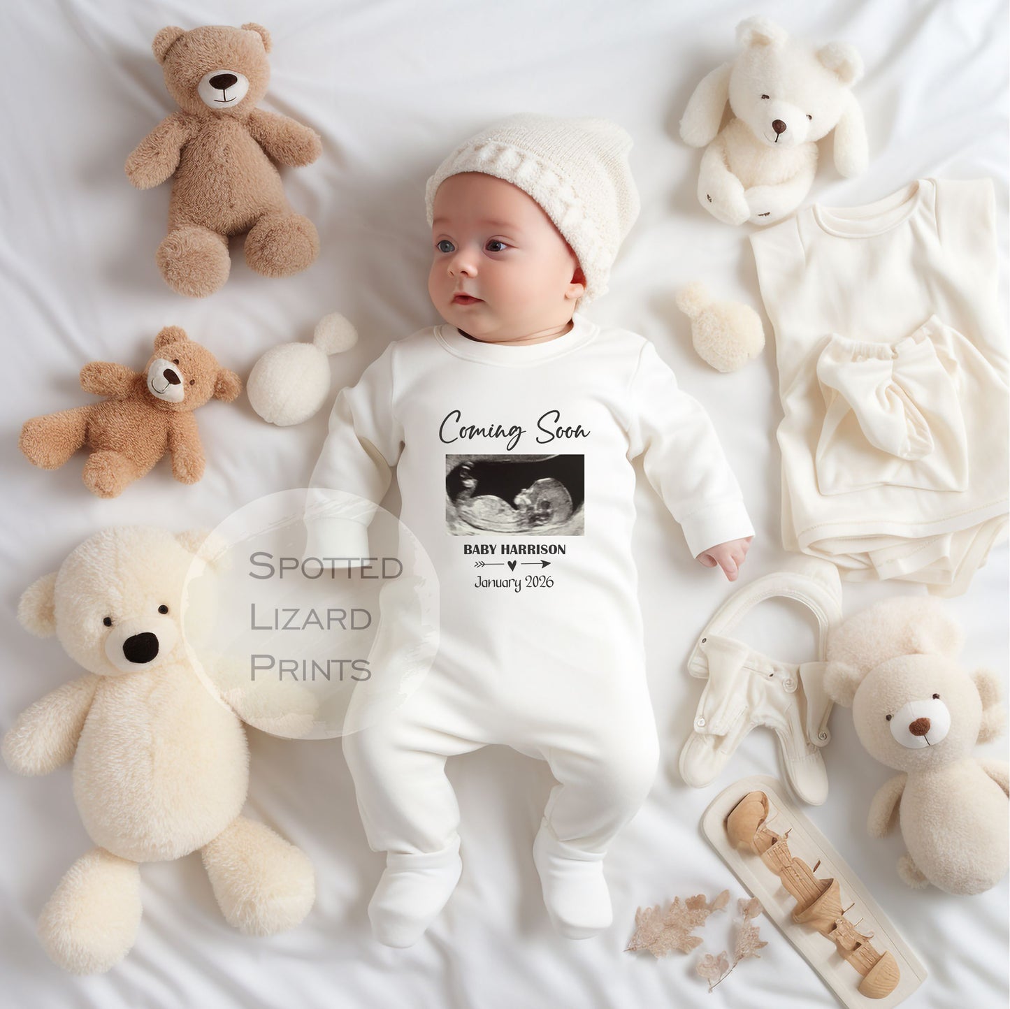 Coming Soon pregnancy announcement - Scan Photo Vest/Baby Rompersuit