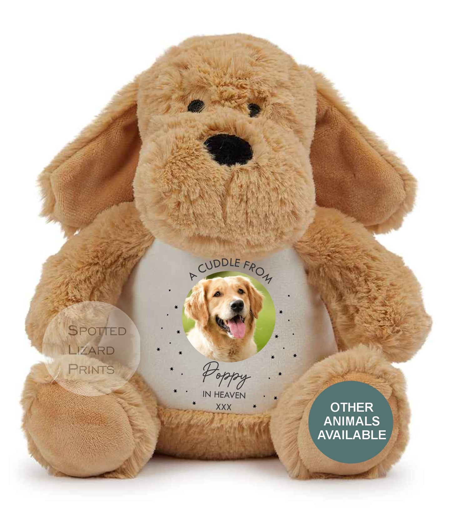 Memory Soft Toy - A Cuddle From Heaven - Memory Gift - Pet Photo Gift Bereavement Loss of Loved One - Sympathy - Pet in Heaven Loss of Pet