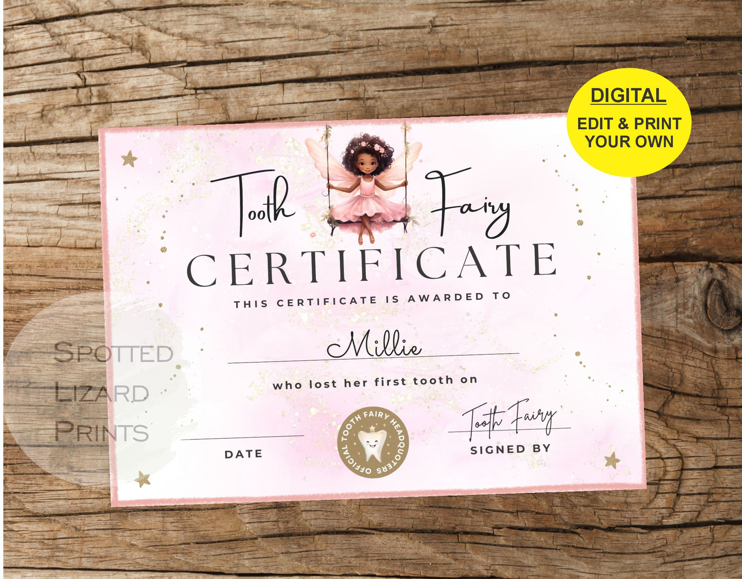 Tooth Fairy certificate