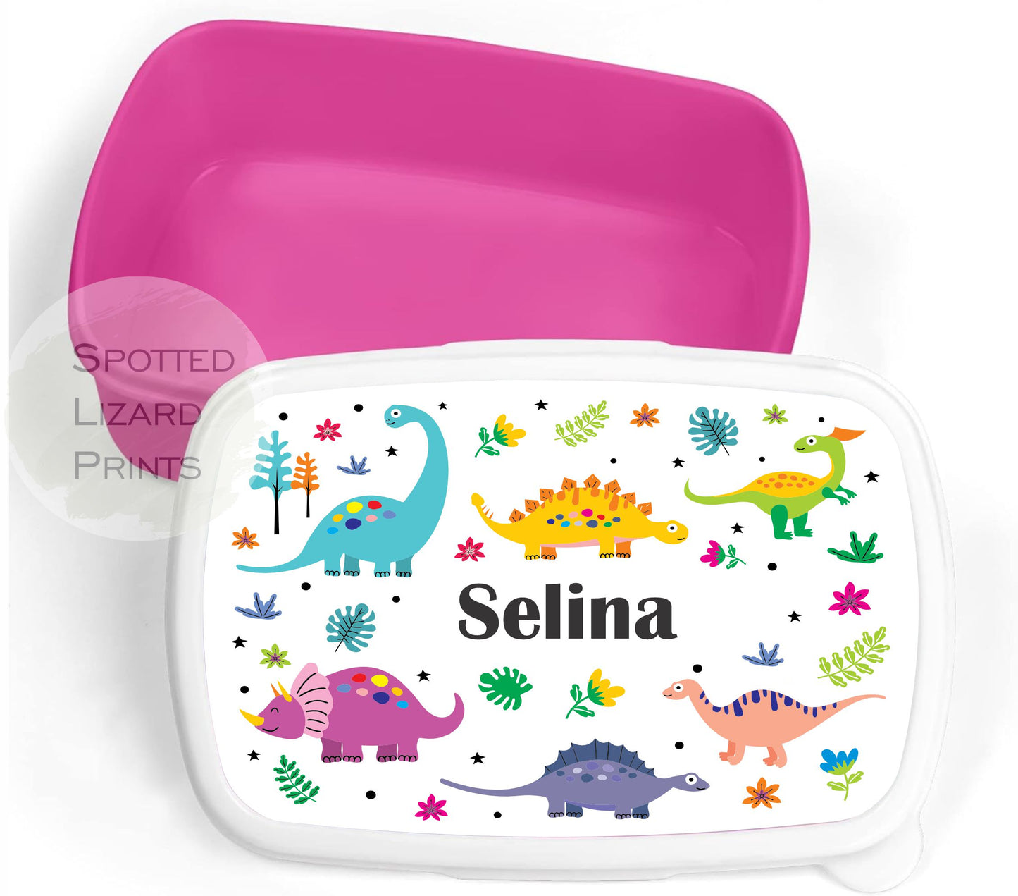 Pink rainbow Lunch Box. Personalised Gift for kids.