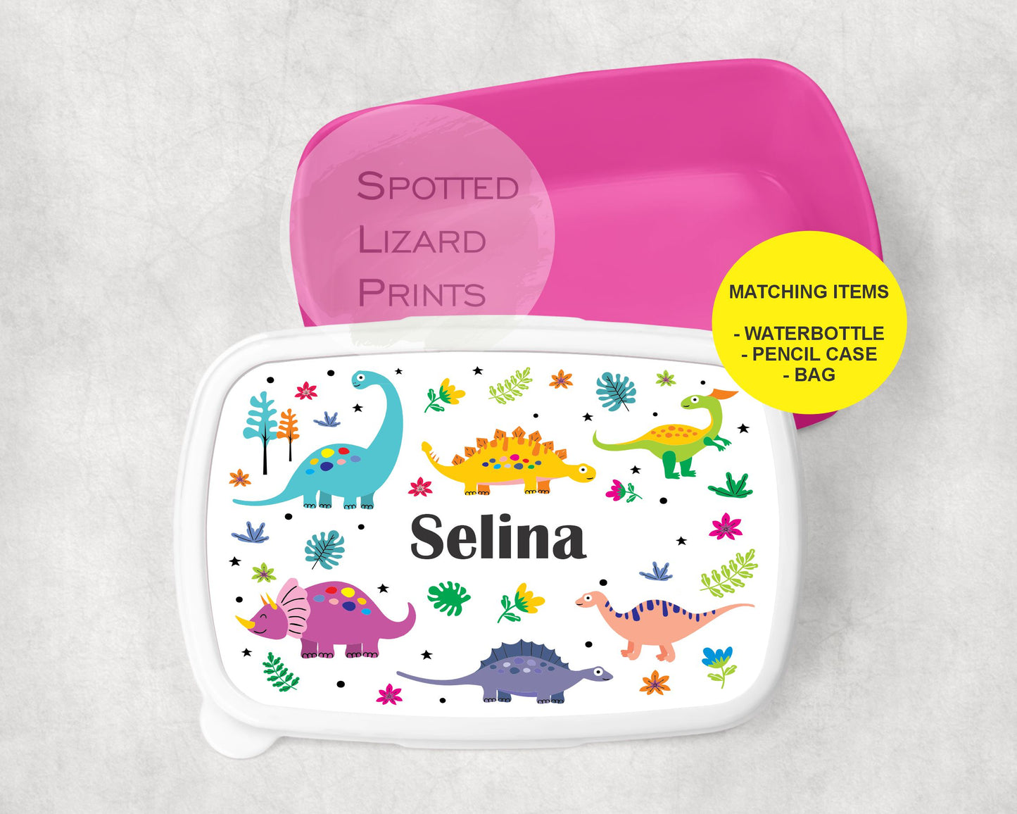 Pink rainbow Lunch Box. Personalised Gift for kids.