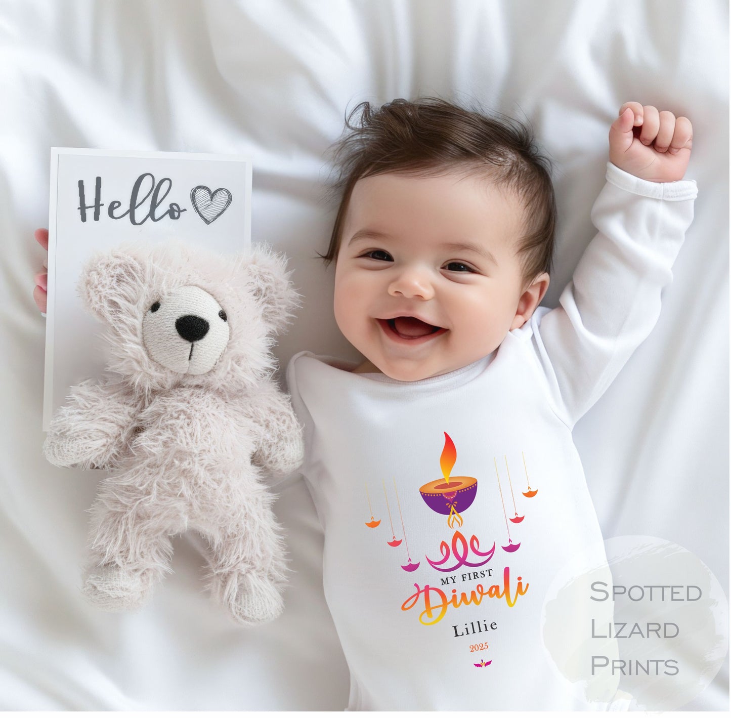 My First Diwali Personalised Baby - First Diwali sleepsuit - 1st Diwali Gift - Festival of Light Hindu Sikh Celebration - Diwali Baby Outfit