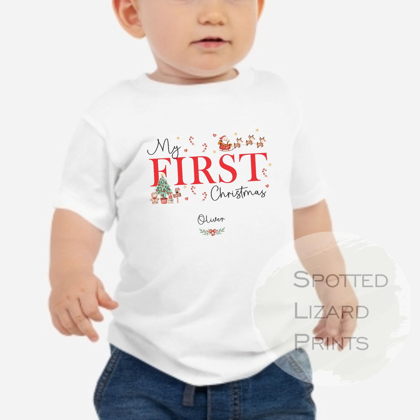 Personalised First Christmas Baby Outfit- My First Christmas Sleepsuit or Vest - 1st Xmas Cute Santa, First Christmas Pyjamas