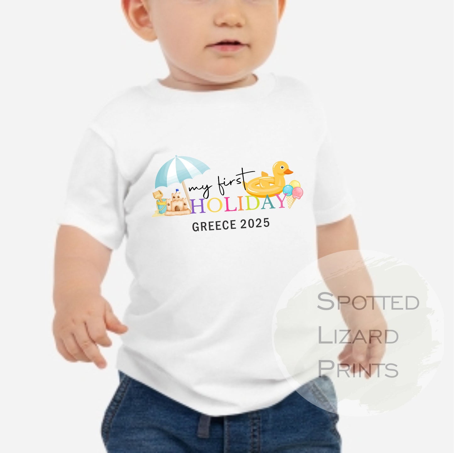 Personalised My First Holiday Kids T-Shirt, Baby Boy 1st Holiday Vest Vacation Kids T-shirt, Baby Grow, Rompersuit