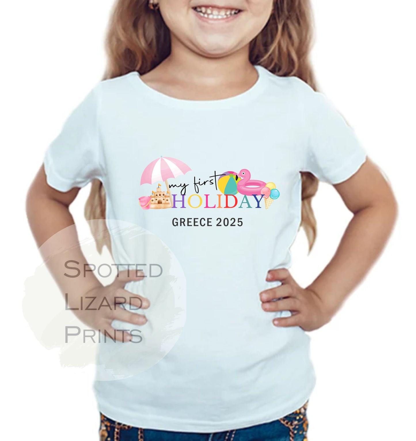 Personalised My first Holiday - Holiday Clothes - Baby 1st Holiday - Travel abroad Summer Holiday - First Holiday Sleepsuit, Vest or T-shirt