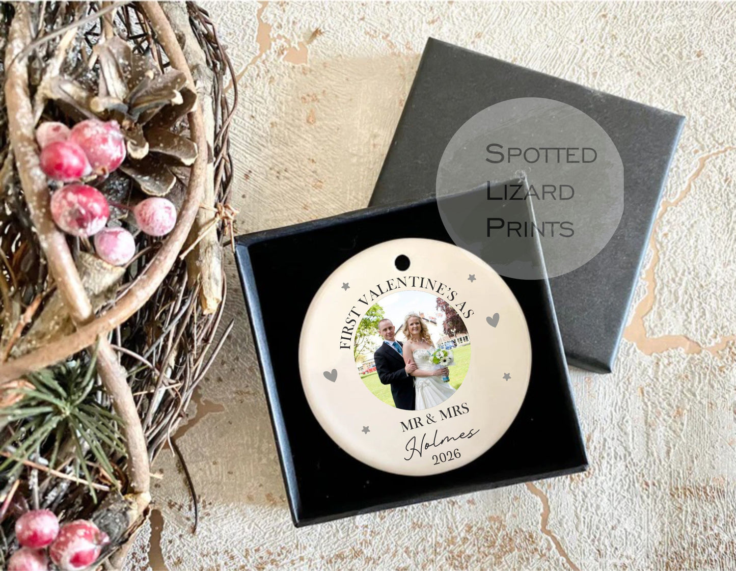 Personalised First Valentines as Mr & Mrs Bauble, Personalised ornament, anniversary gift, first Valentines together, mr and mrs gift,