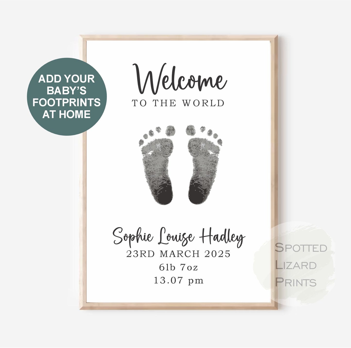 Baby footprint wall art. Babies feet printed onto decorative wall art