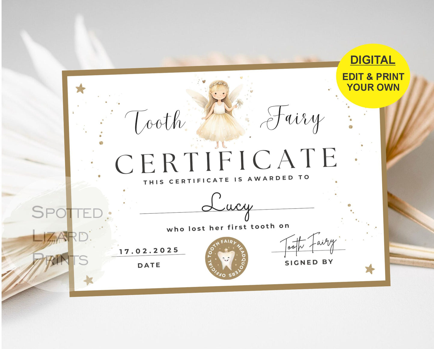 Tooth fairy download certificate