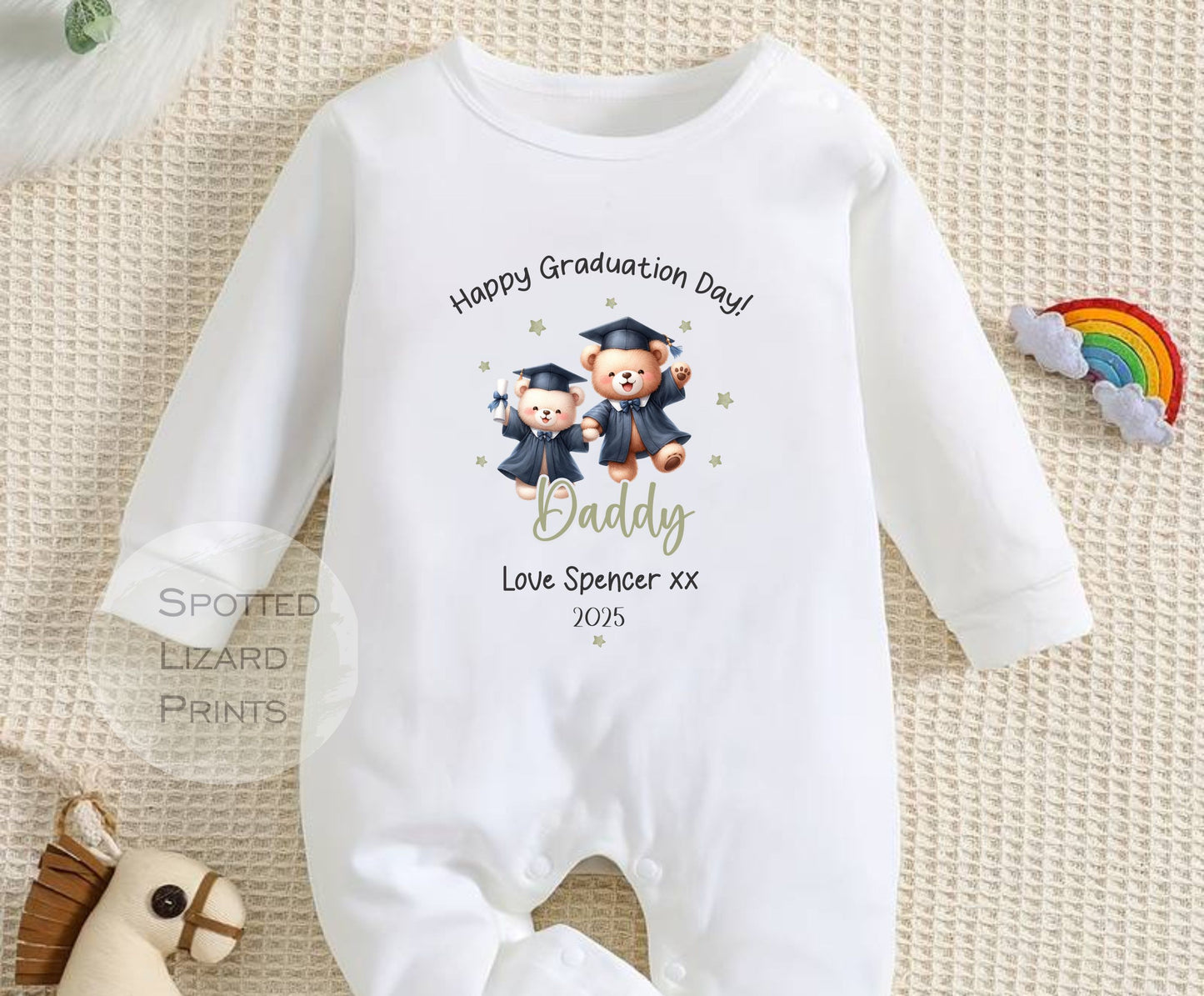 Personalised Happy Graduation Daddy, Graduation Mummy, Auntie, Uncle Baby Outfit - Congratulation on your Graduation Day Babygrow | Vest