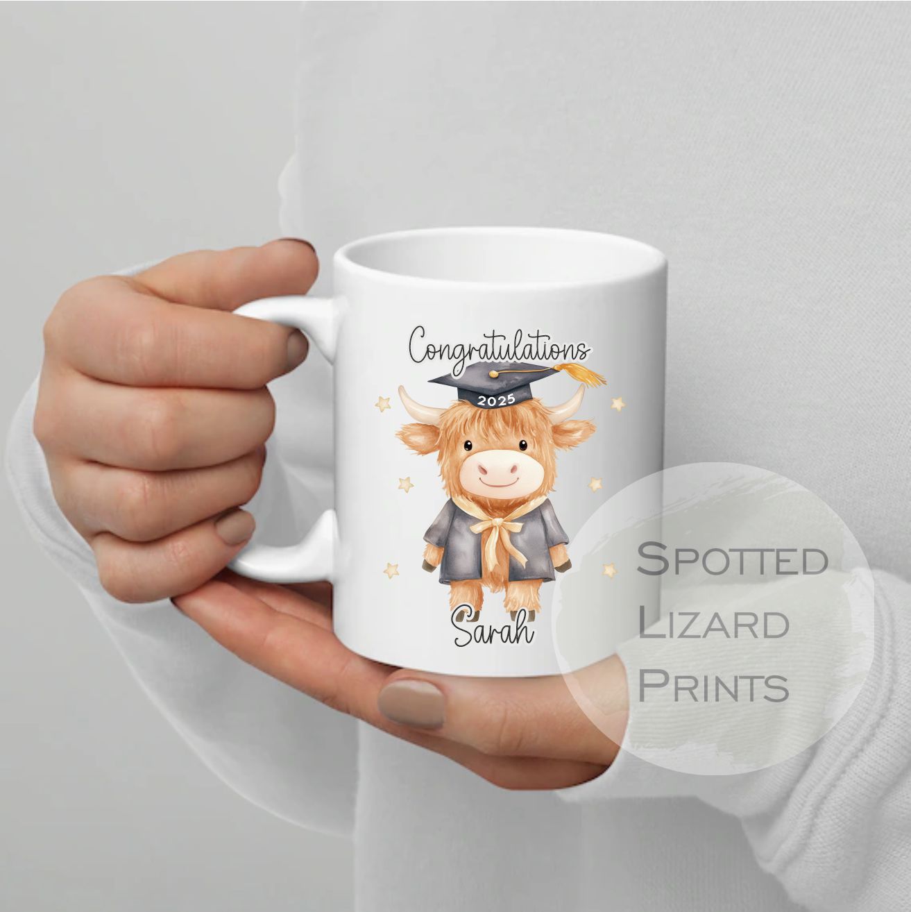 Personalised Graduation Highland Cow Graduation Gift Graduate 2025, University Gift, School Leaver, Gift for Graduation, University Leaver Gift