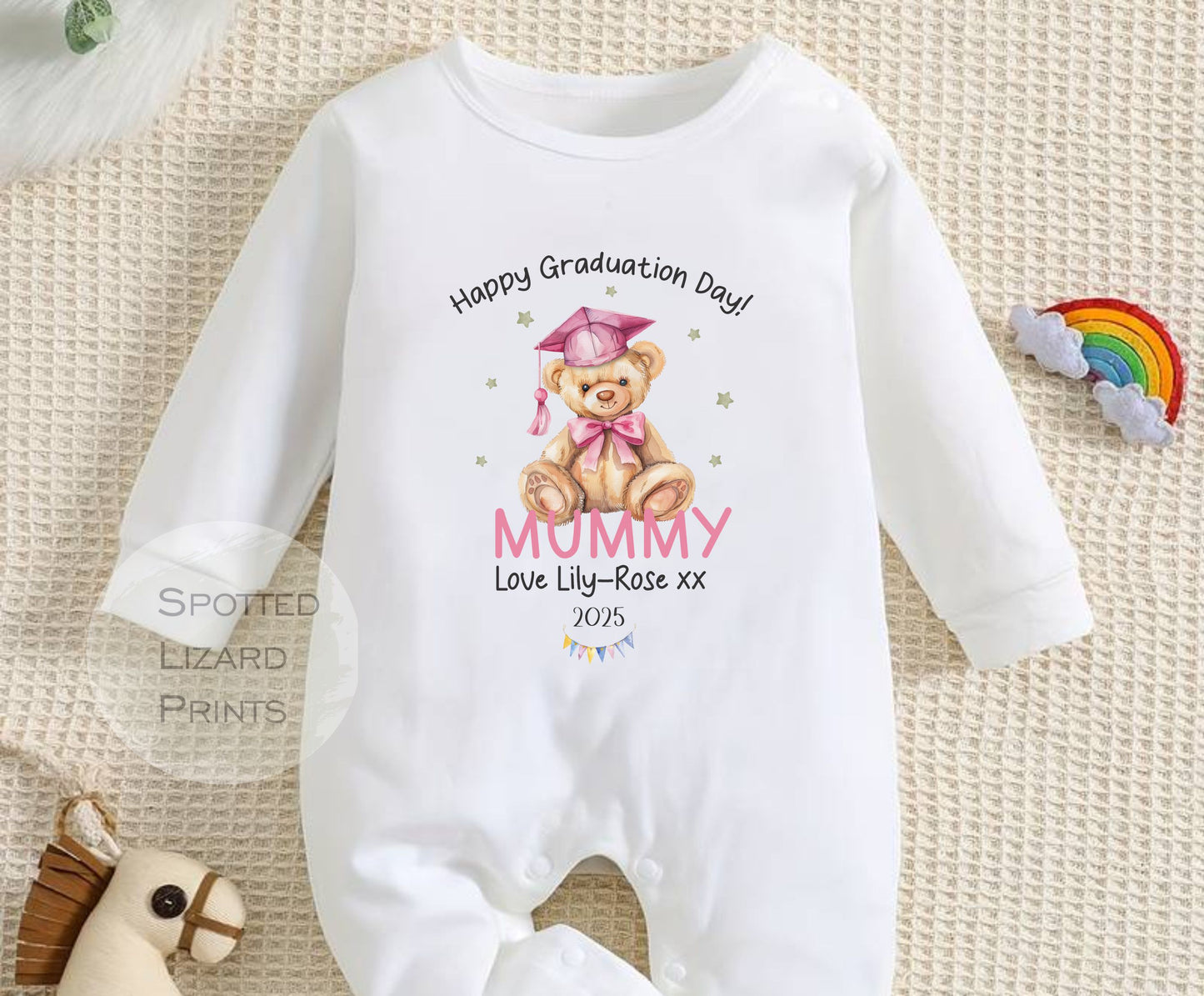 Personalised Happy Graduation Mummy, Graduation Mummy, Auntie, Baby Outfit - Congratulation on your Graduation Day Babygrow, Vest, Sleepsuit or T-shirt