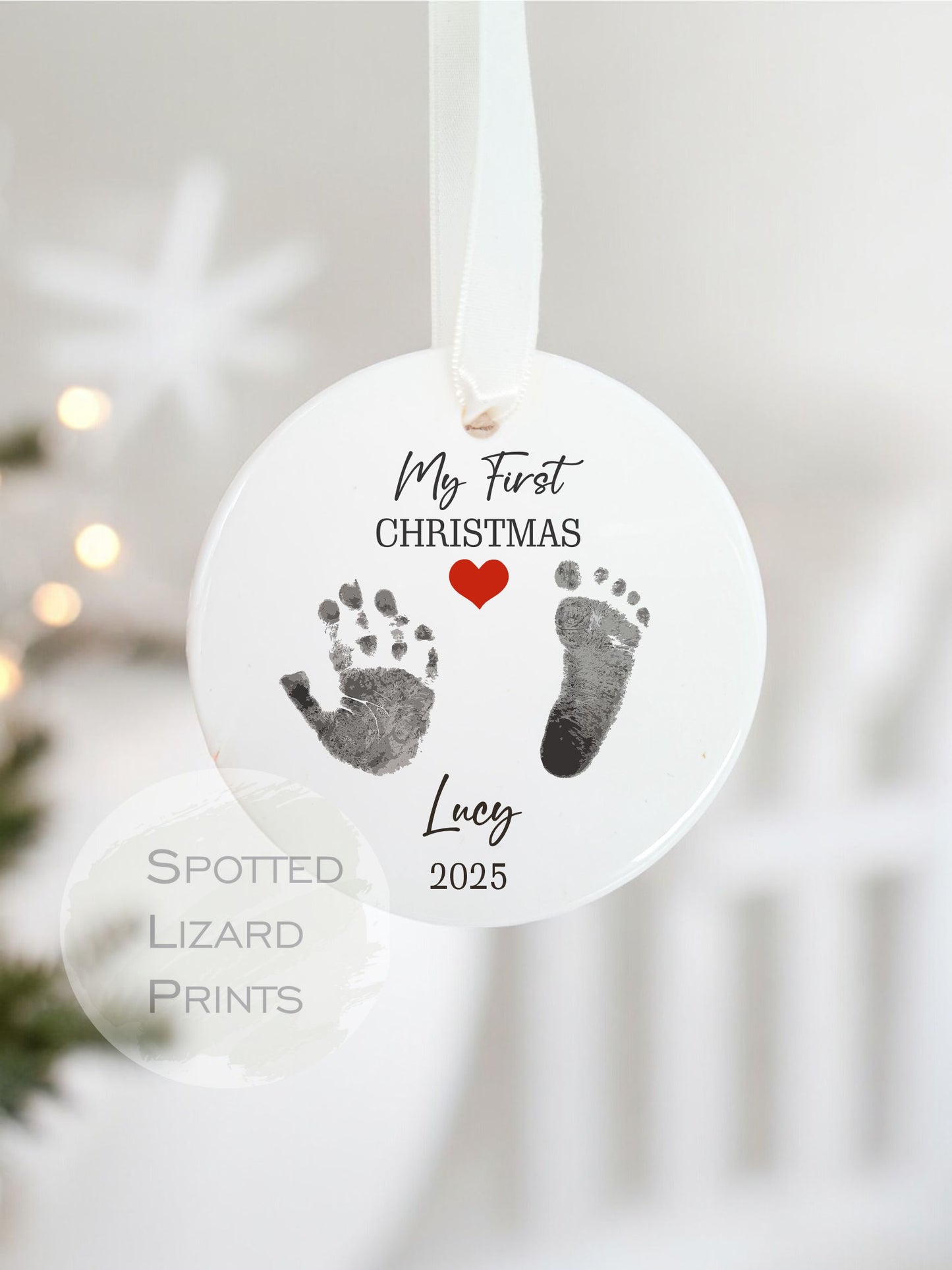 Personalised My first Christmas Bauble, Babies 1st Christmas Bauble | Baby foot and Hand Prints – Baby First Xmas Ornament