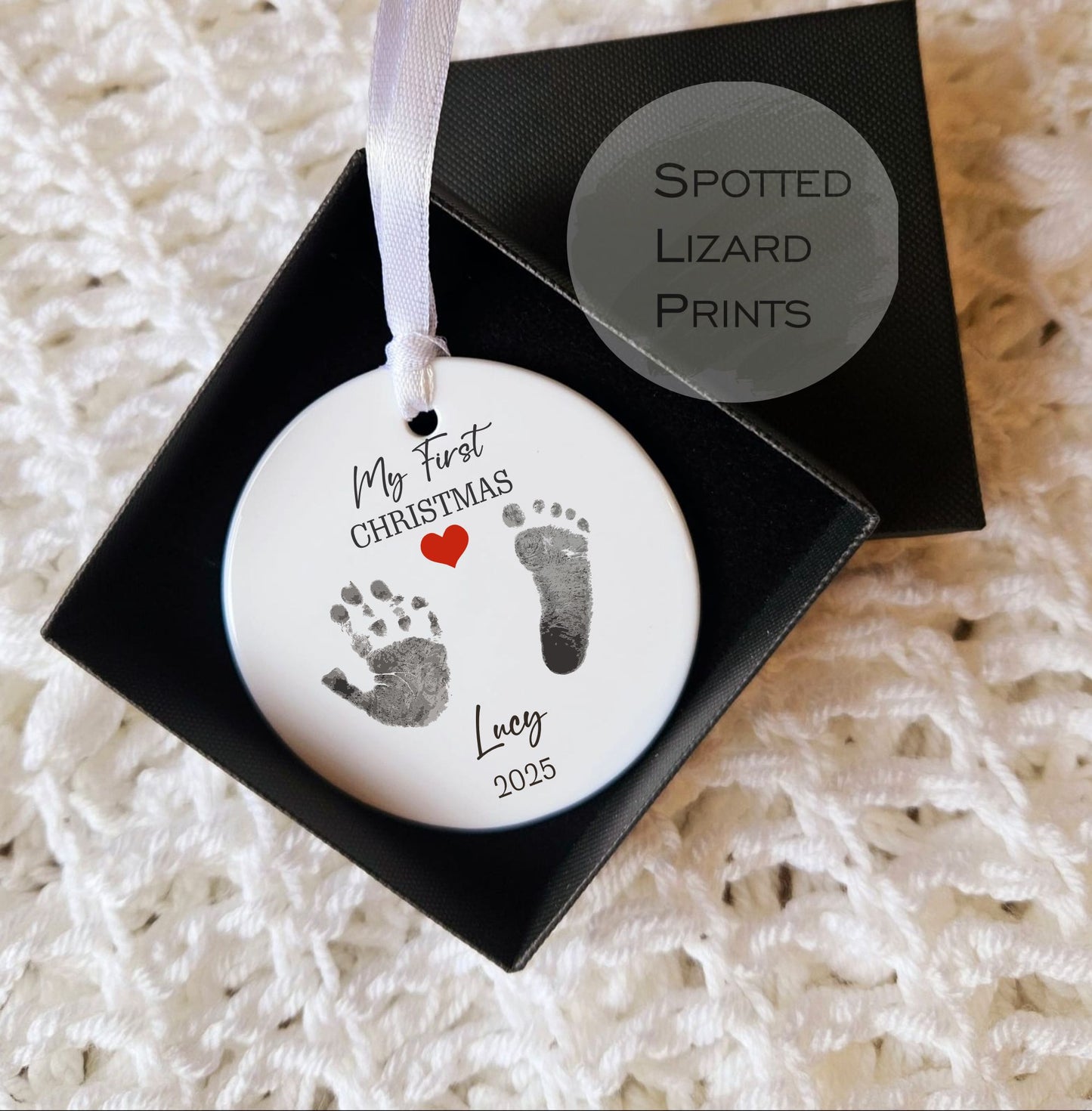 Personalised My first Christmas Bauble, Babies 1st Christmas Bauble | Baby foot and Hand Prints – Baby First Xmas Ornament