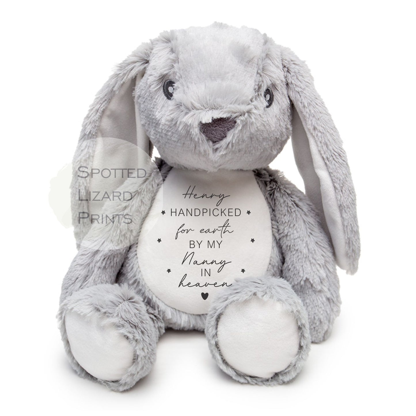 Personalised handpicked for earth by nanny in heaven teddy, Handpicked for earth by grandad in heaven teddy, handpicked for earth teddy