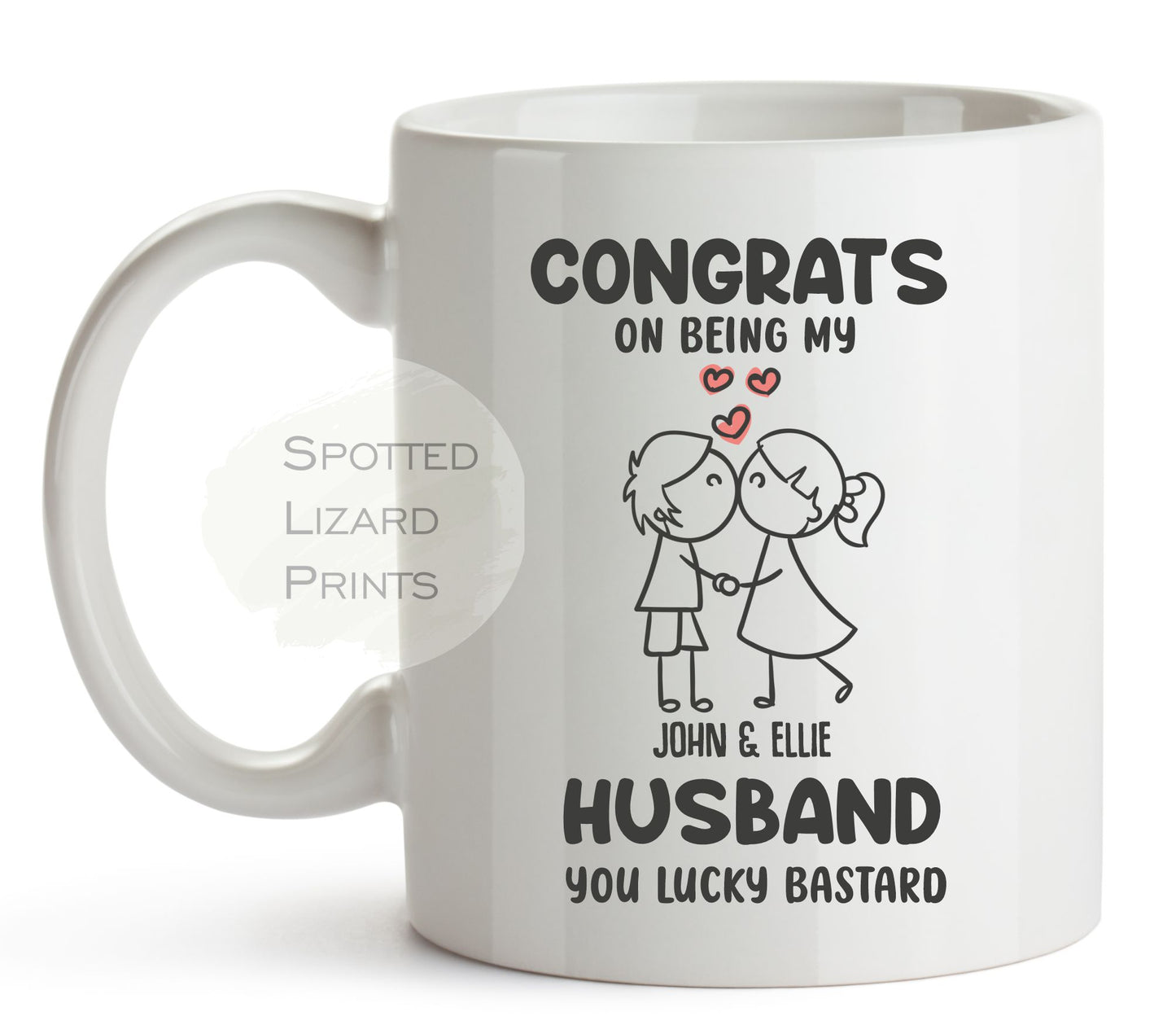 Personalised Congrats on Being my new Husband you lucky Bastard Mug | Mr and Mrs, Mr and Mr |Newlyweds Wedding Day Gifts