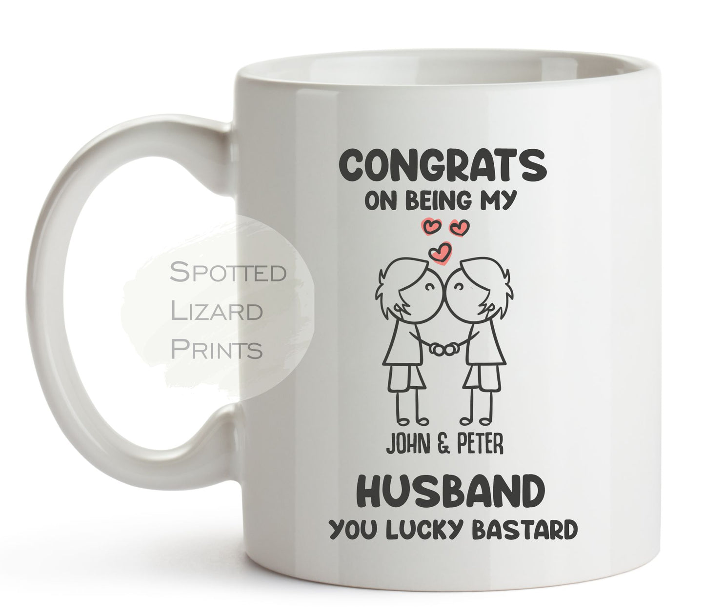 Personalised Congrats on Being my new Husband you lucky Bastard Mug | Mr and Mrs, Mr and Mr |Newlyweds Wedding Day Gifts