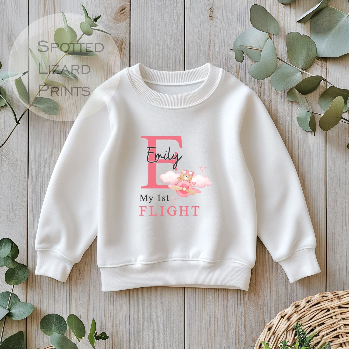 My first flight. Personalised clothing for a first time flyer.