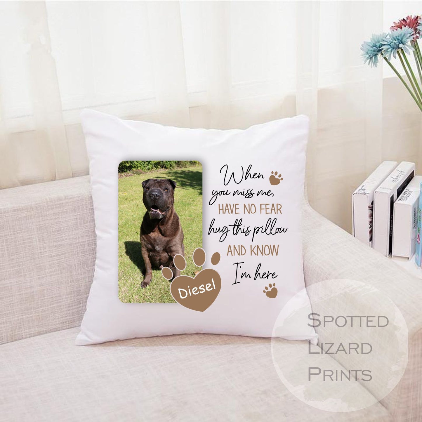Personalised Dog memorial Cushion. Cushion for Dog lover. Deceased Pet.