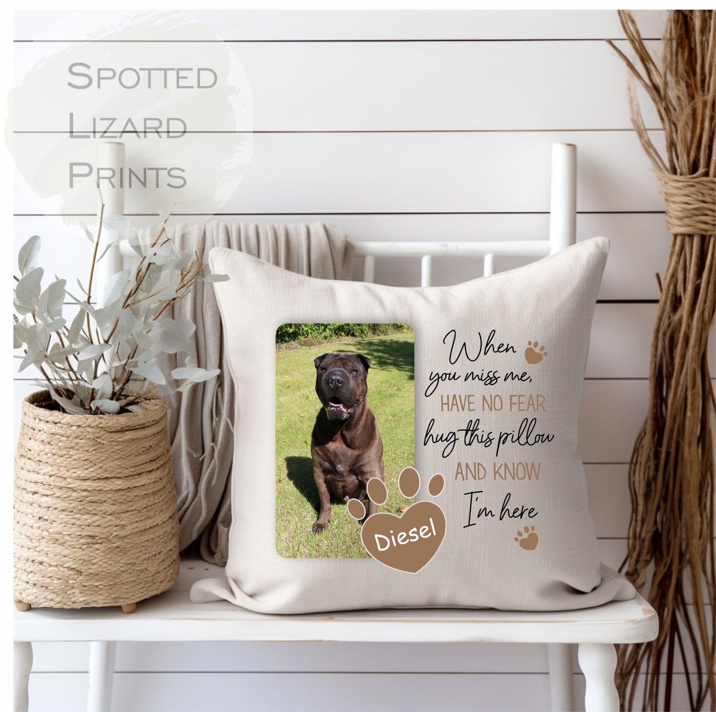 Personalised Dog memorial Cushion. Cushion for Dog lover. Deceased Pet.