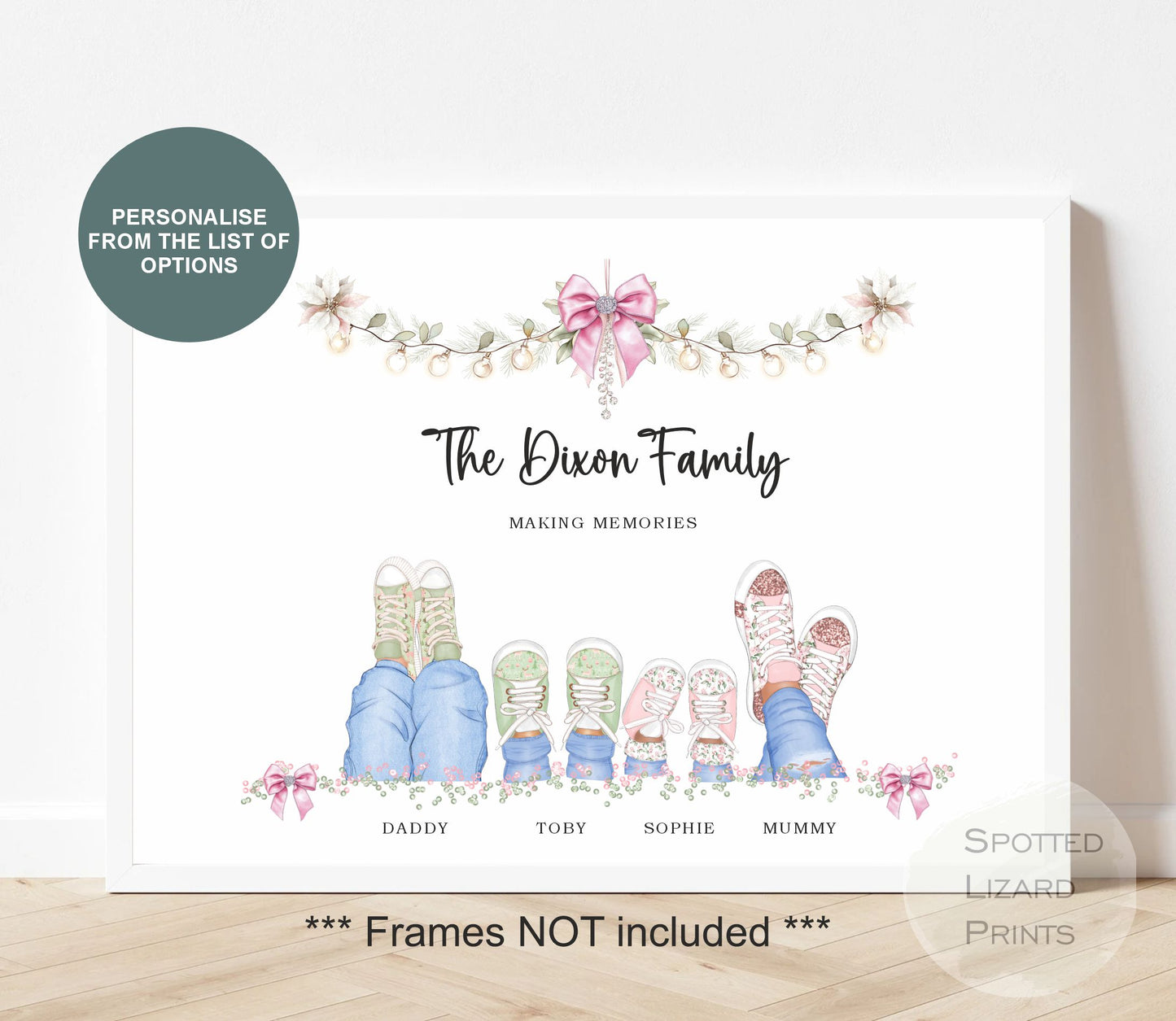 Personalised Family Print, Our Family Gift, Christmas Family Print, Personalized Family Portrait, Gift For Mum, Christmas Gifts - UNFRAMED