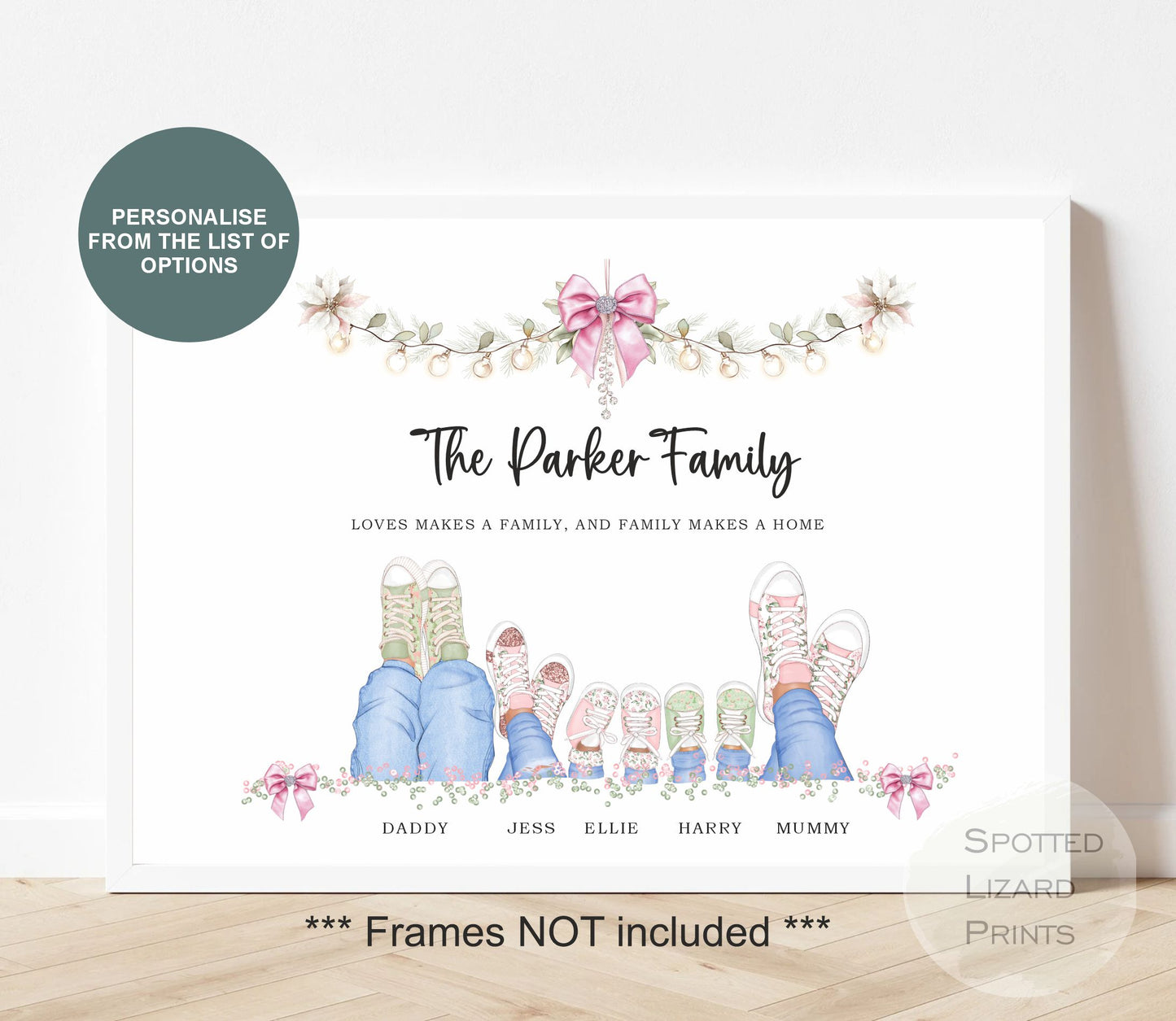 Personalised Family Print, Our Family Gift, Christmas Family Print, Personalized Family Portrait, Gift For Mum, Christmas Gifts - UNFRAMED