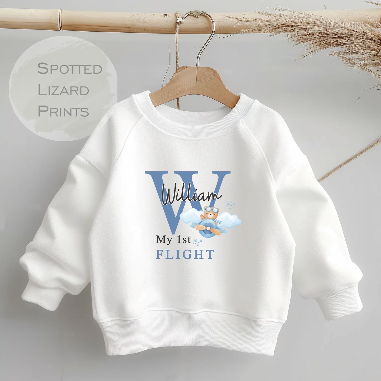 My first flight. Personalised clothing for a first time flyer.