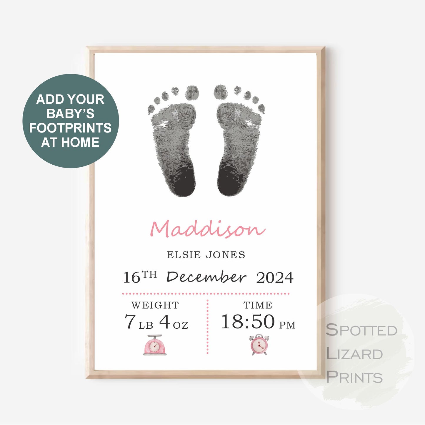 Baby footprint wall art. Babies feet printed onto decorative wall art