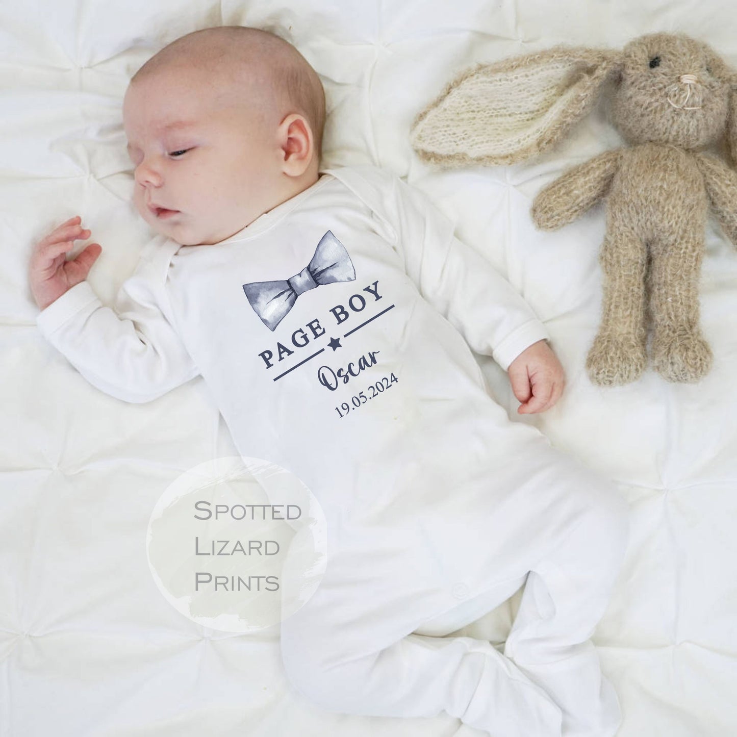 Personalised Page Boy Baby Sleepsuit Page Boy Sleepsuit, Bodysuit - Thank you, Wedding Gift, Page Boy Gift