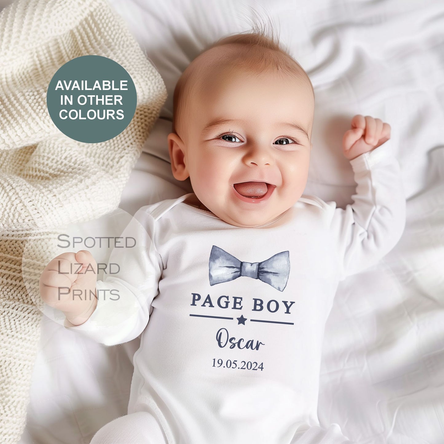 Personalised Page Boy Baby Sleepsuit Page Boy Sleepsuit, Bodysuit - Thank you, Wedding Gift, Page Boy Gift